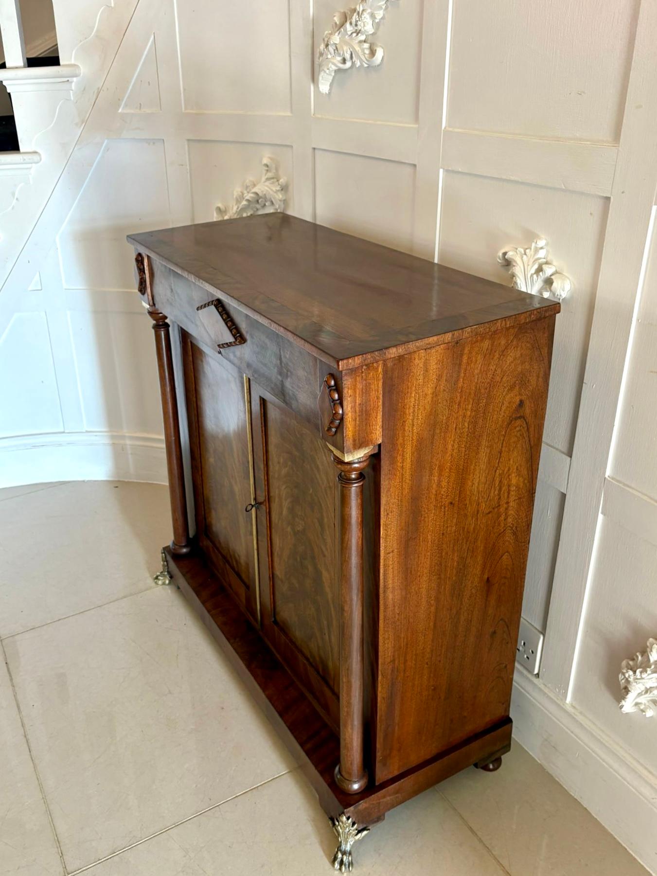 Fine Antique Regency Figured Mahogany Chiffonier Cabinet For Sale 3