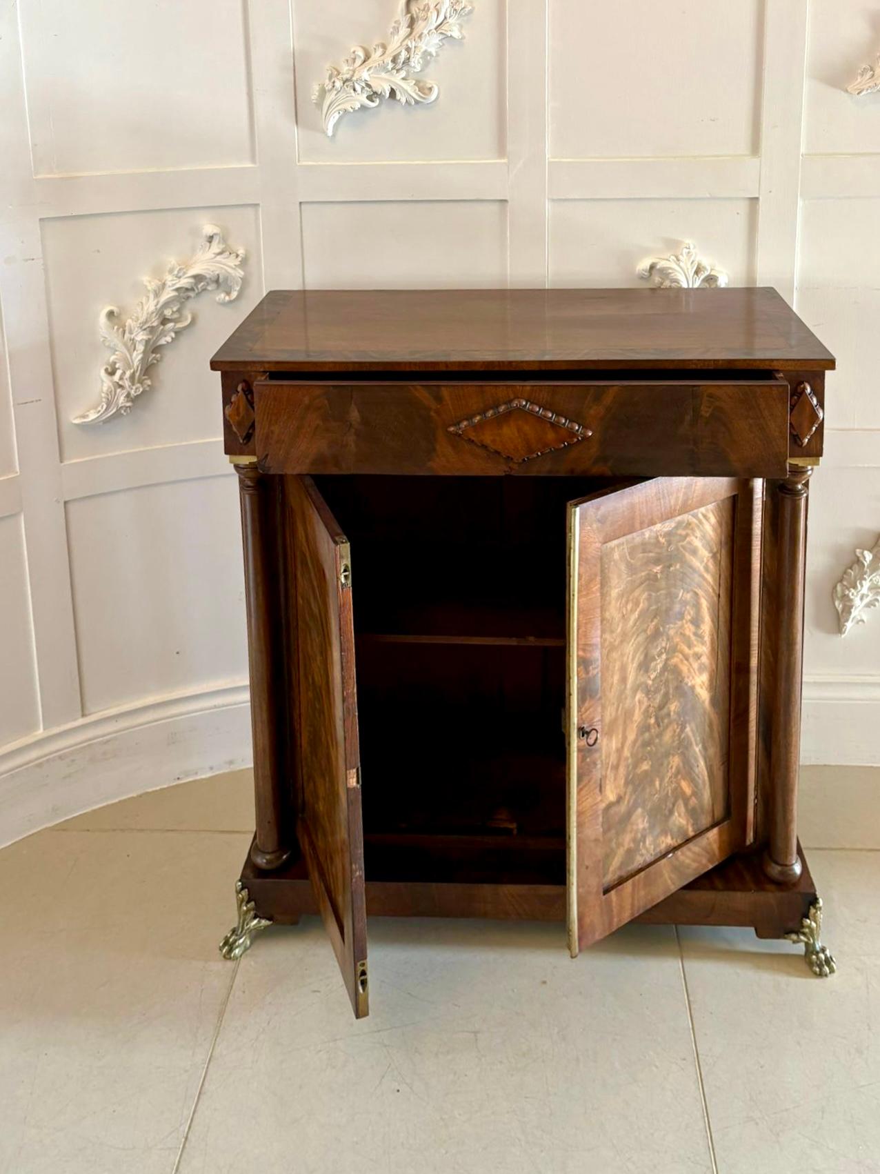 Fine Antique Regency Figured Mahogany Chiffonier Cabinet For Sale 4