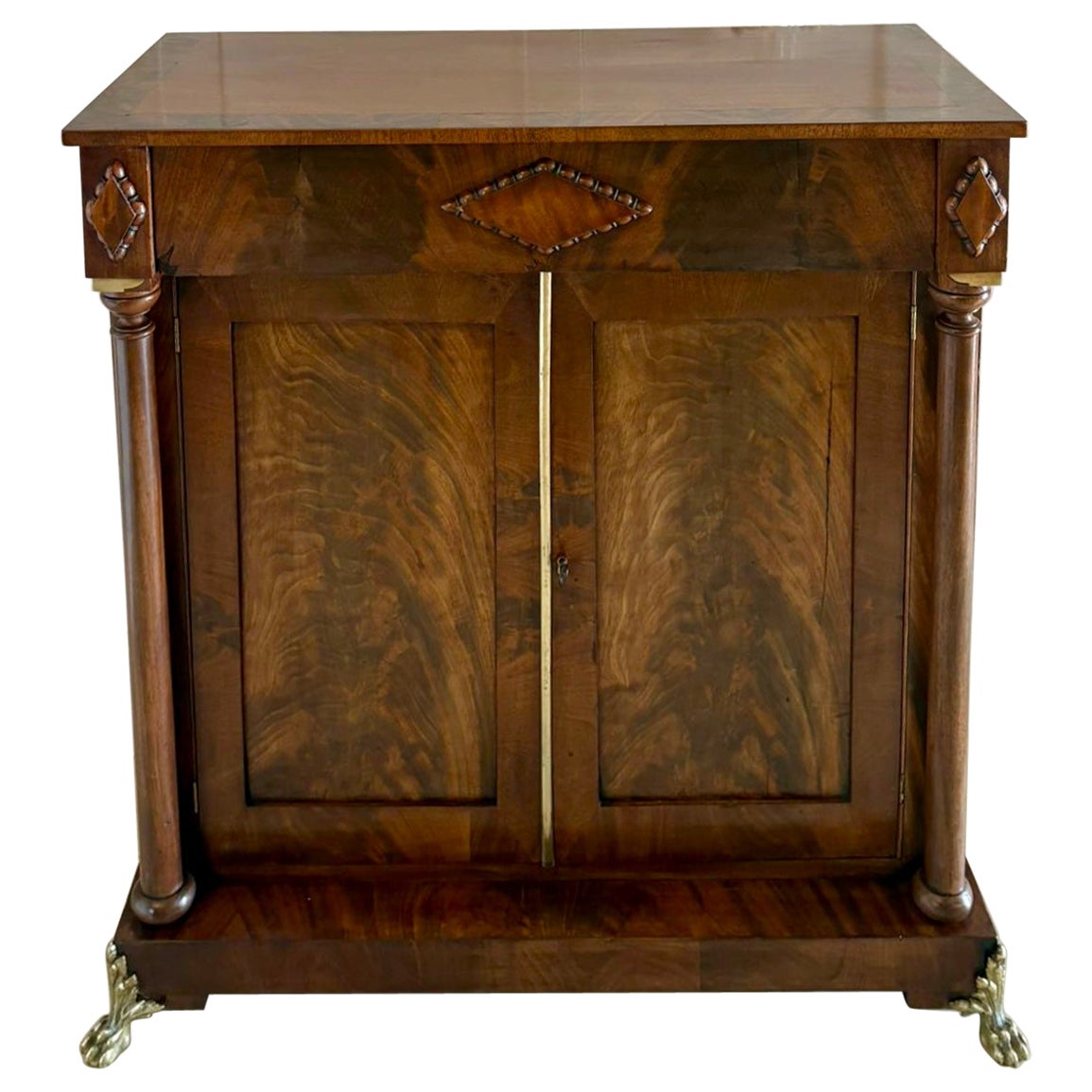 Fine Antique Regency Figured Mahogany Chiffonier Cabinet For Sale