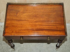 Fine Antique Regency Flamed Hardwood Single Drawer Side Table Brass Gallery Rail
