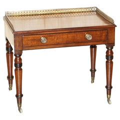 Fine Antique Regency Flamed Hardwood Single Drawer Side Table Brass Gallery Rail