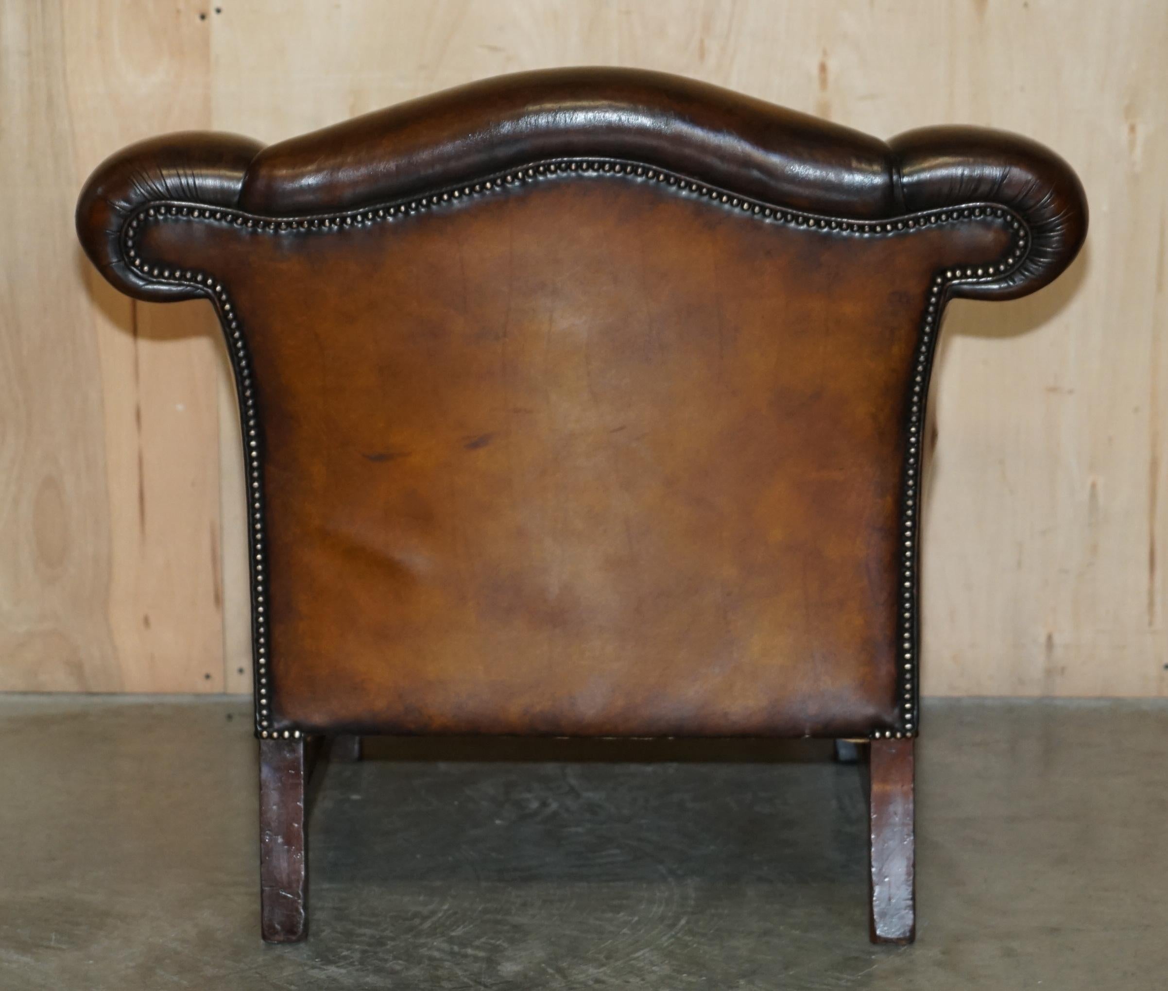 FINE ANTiQUE REGENCY HUMPBACK  Style RESTORED BROWN LEATHER SOFA ARMCHAIR SUITE im Angebot 4