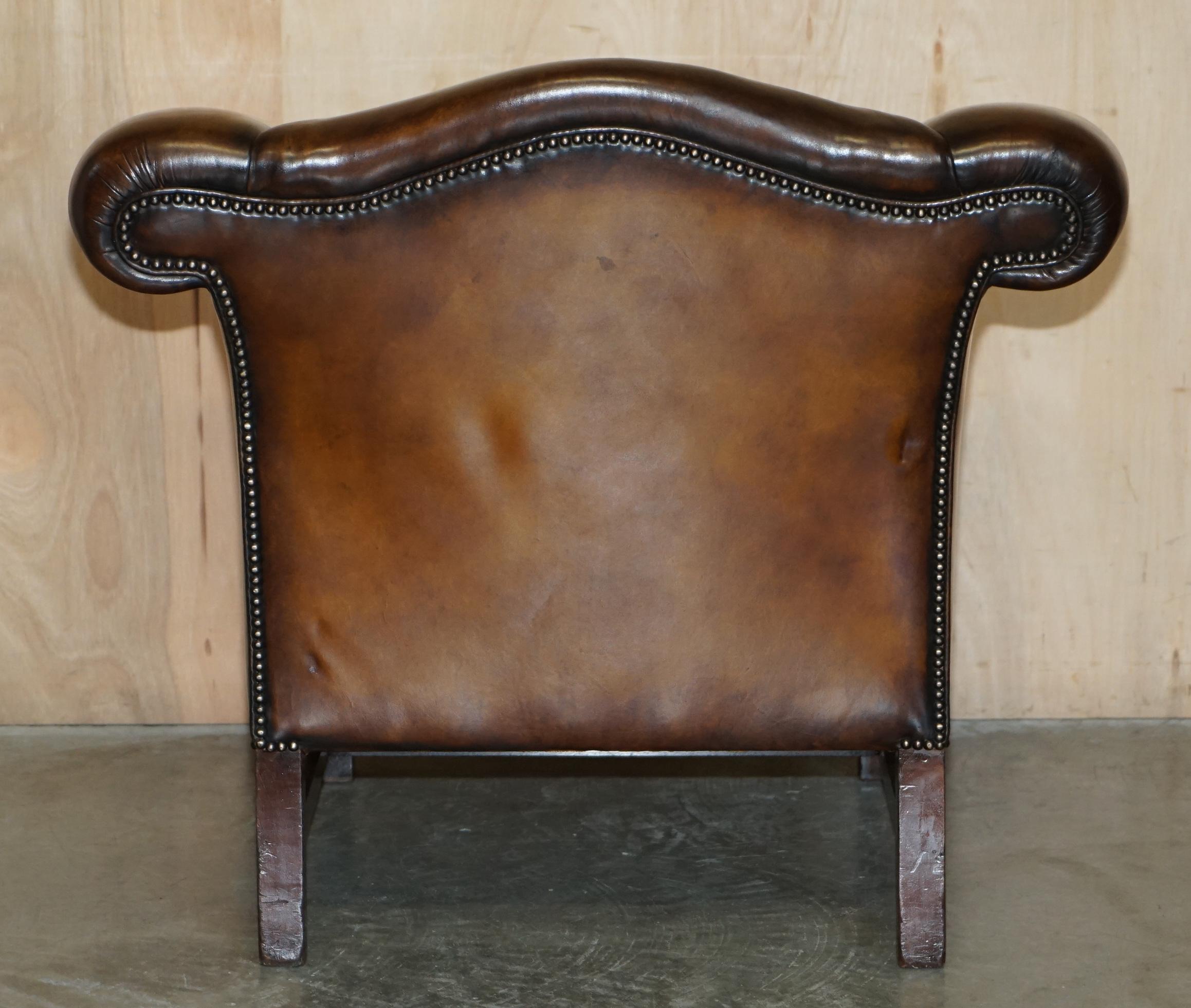 FINE ANTiQUE REGENCY HUMPBACK  Style RESTORED BROWN LEATHER SOFA ARMCHAIR SUITE im Angebot 8