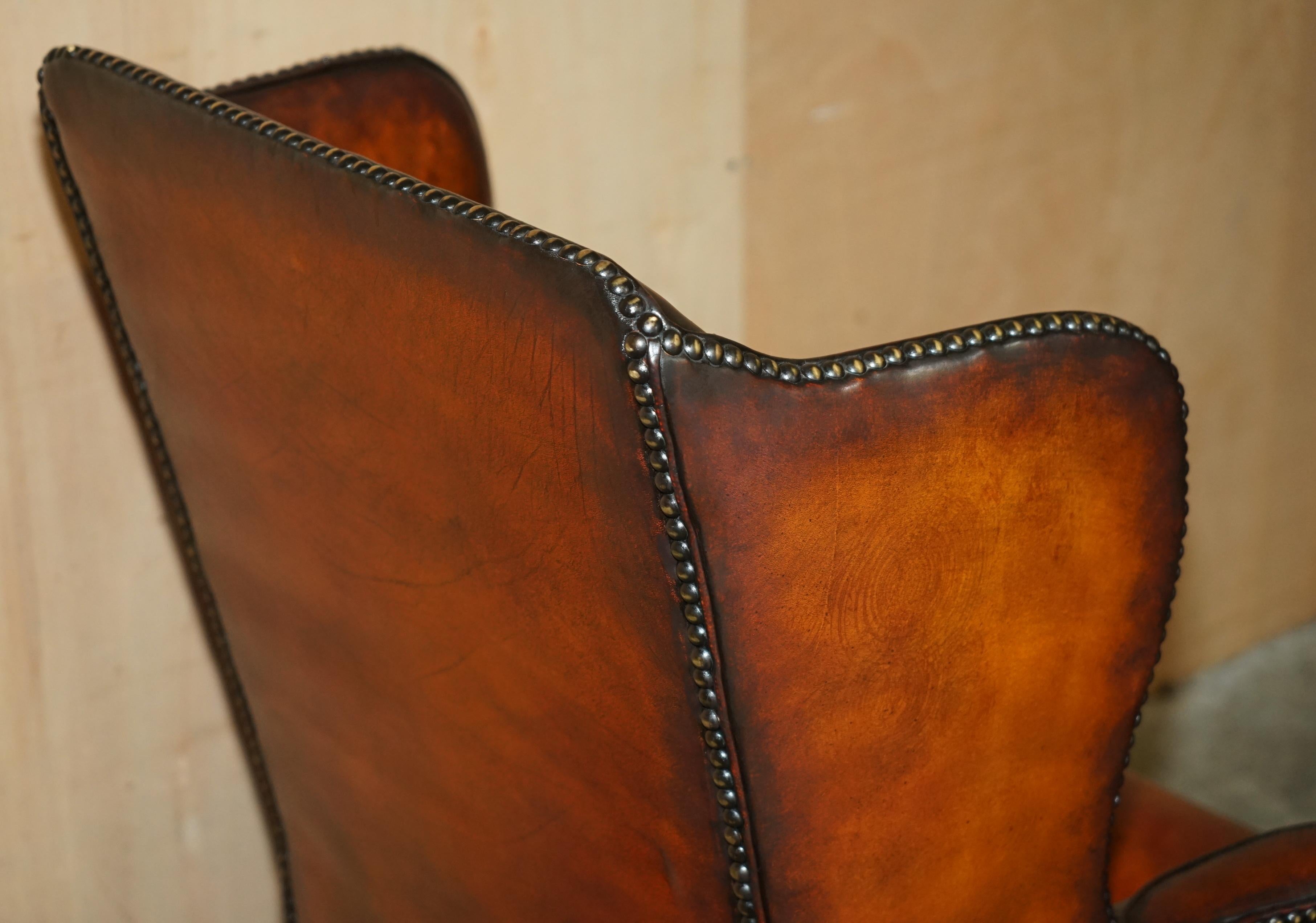 FiNE ANTIQUE RESTORED GEORGE III PERIOD CIR 1780 WINGBACK BROWN LEATHER ARMCHAIR im Angebot 6