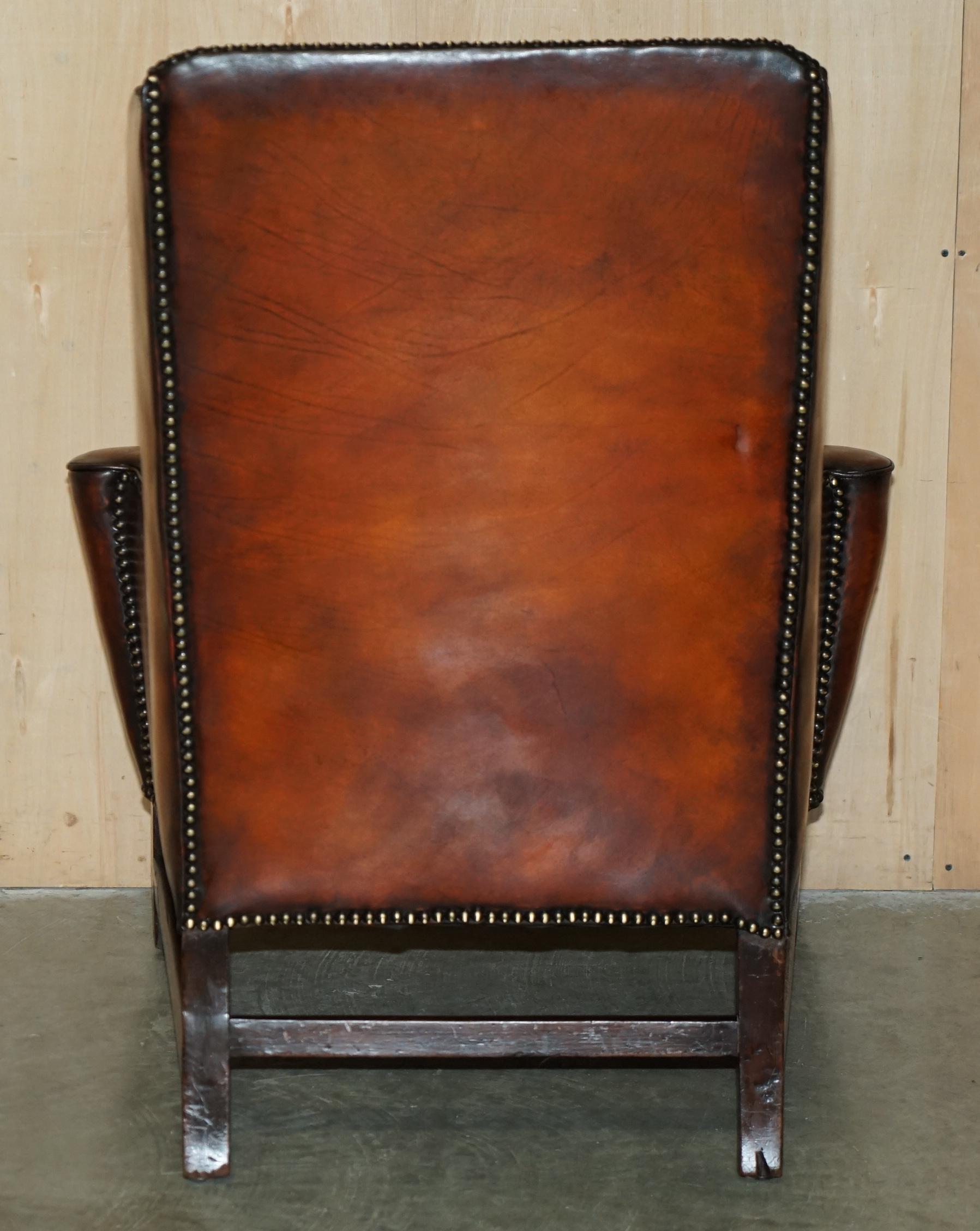 FiNE ANTIQUE RESTORED GEORGE III PERIOD CIR 1780 WINGBACK BROWN LEATHER ARMCHAIR im Angebot 7