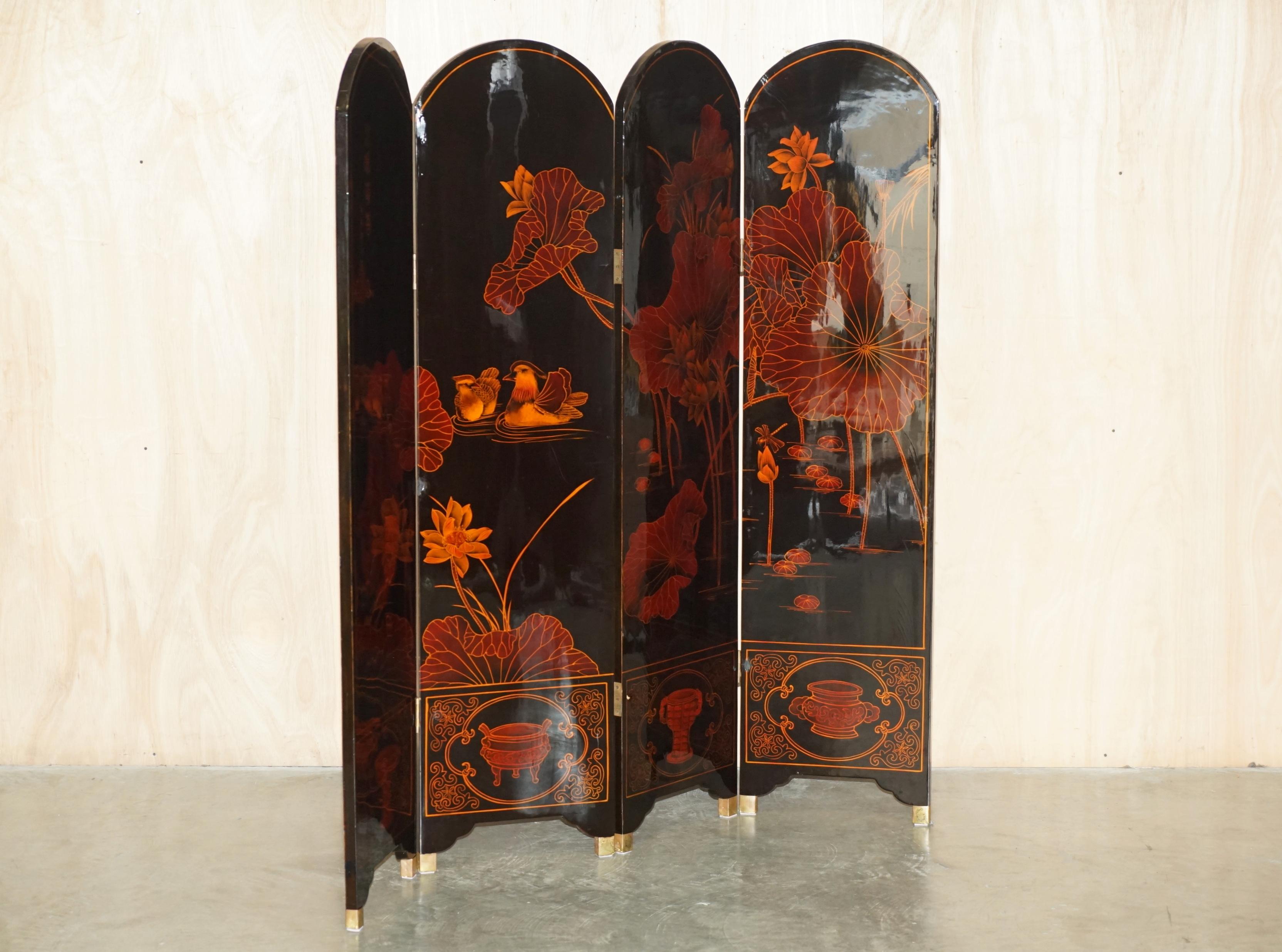 Chinoiserie FINE ANTIQUE ROOM DIVIDER TITLED IN CHINESE 