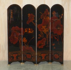 FINE ANTIQUE ROOM DIVIDER TITLED IN CHINESE "MIDSUMMER PAiNTING OF XINWEI YEAR"