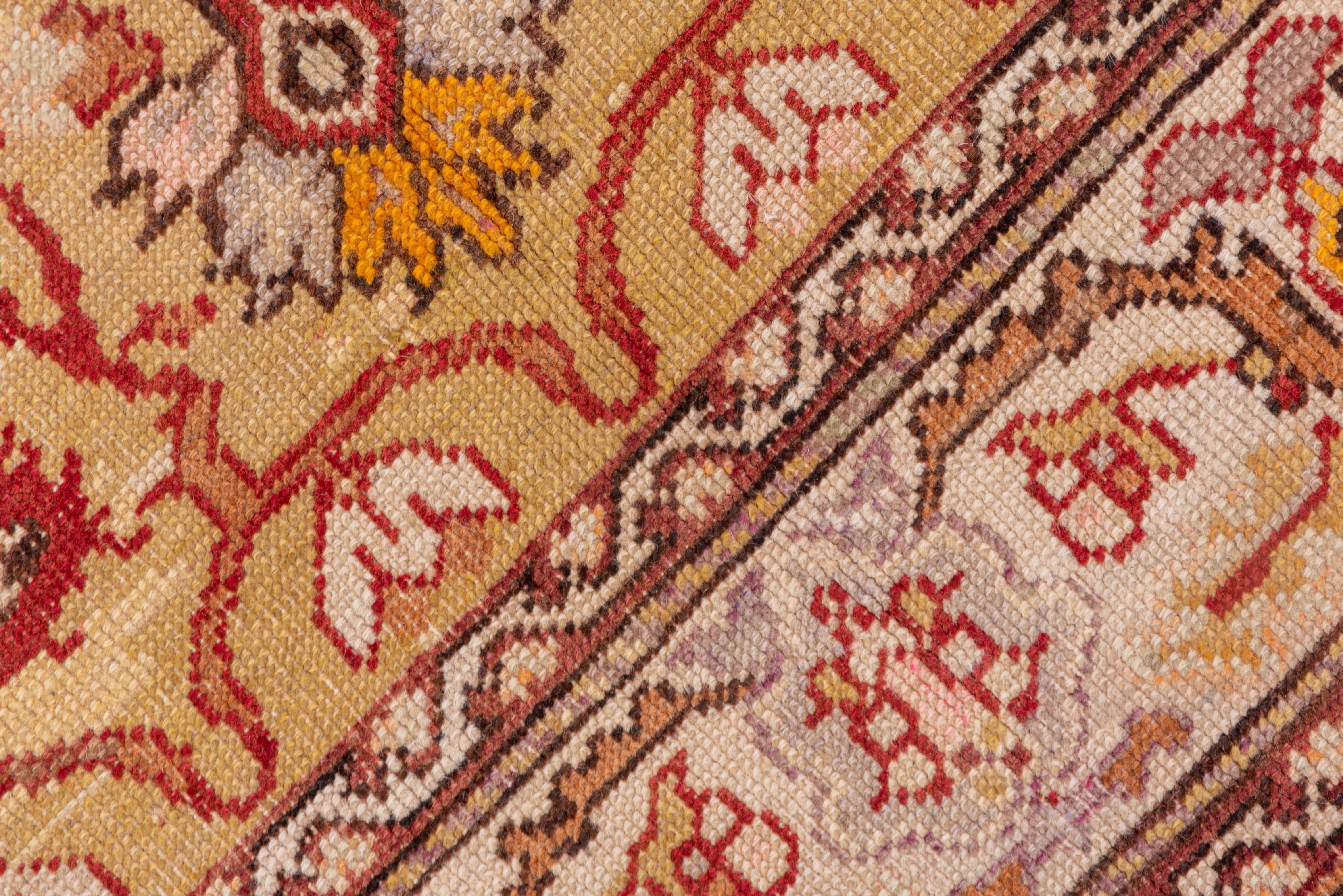 Fine Antique Rustic Oushak Rug, Warm Color Palette In Good Condition For Sale In New York, NY