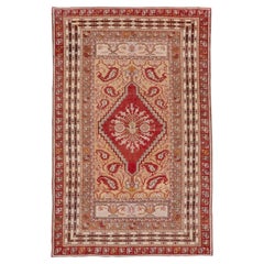 Fine Vintage Rustic Oushak Rug, Warm Color Palette