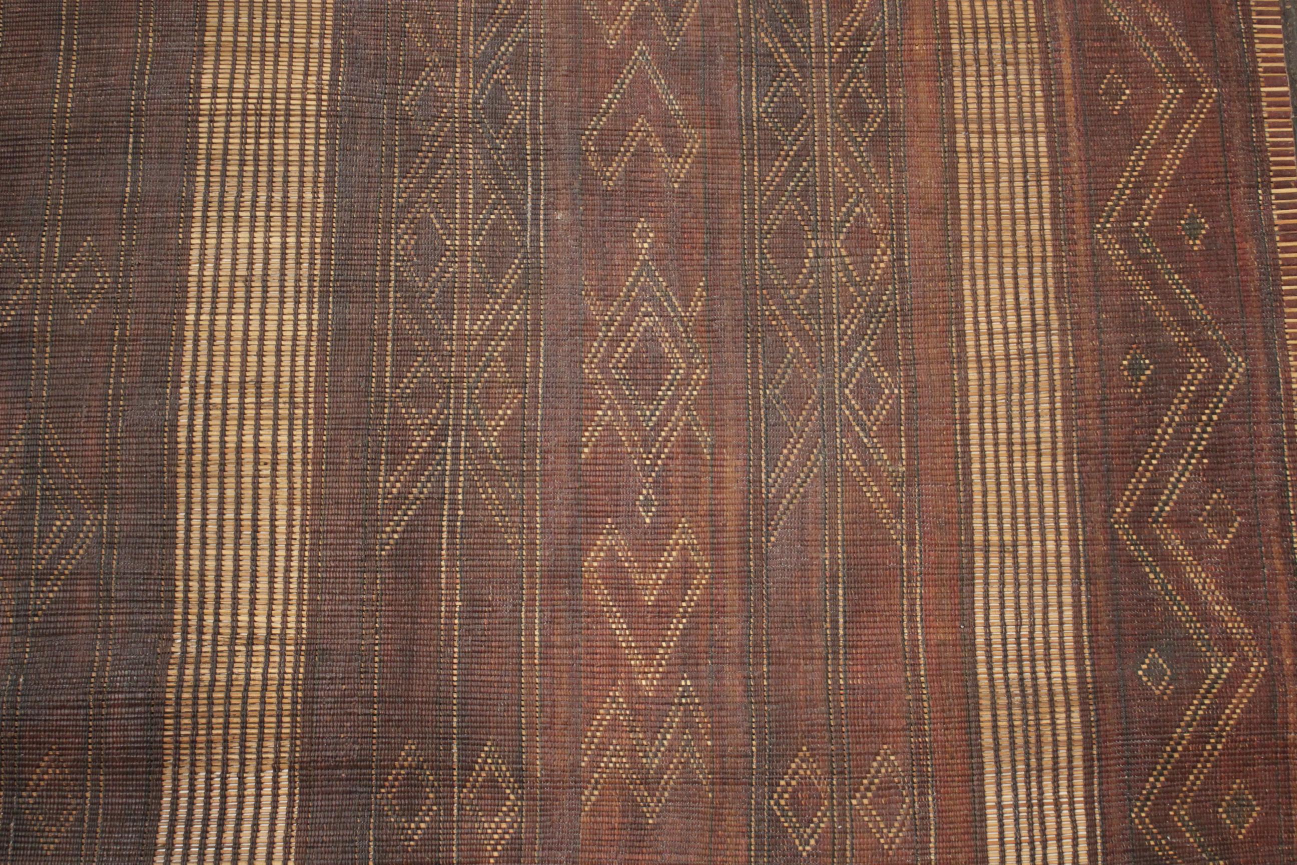 Hand-Woven Fine Antique Saharan Mauritanian Tuareg Reed and Leather Rug For Sale