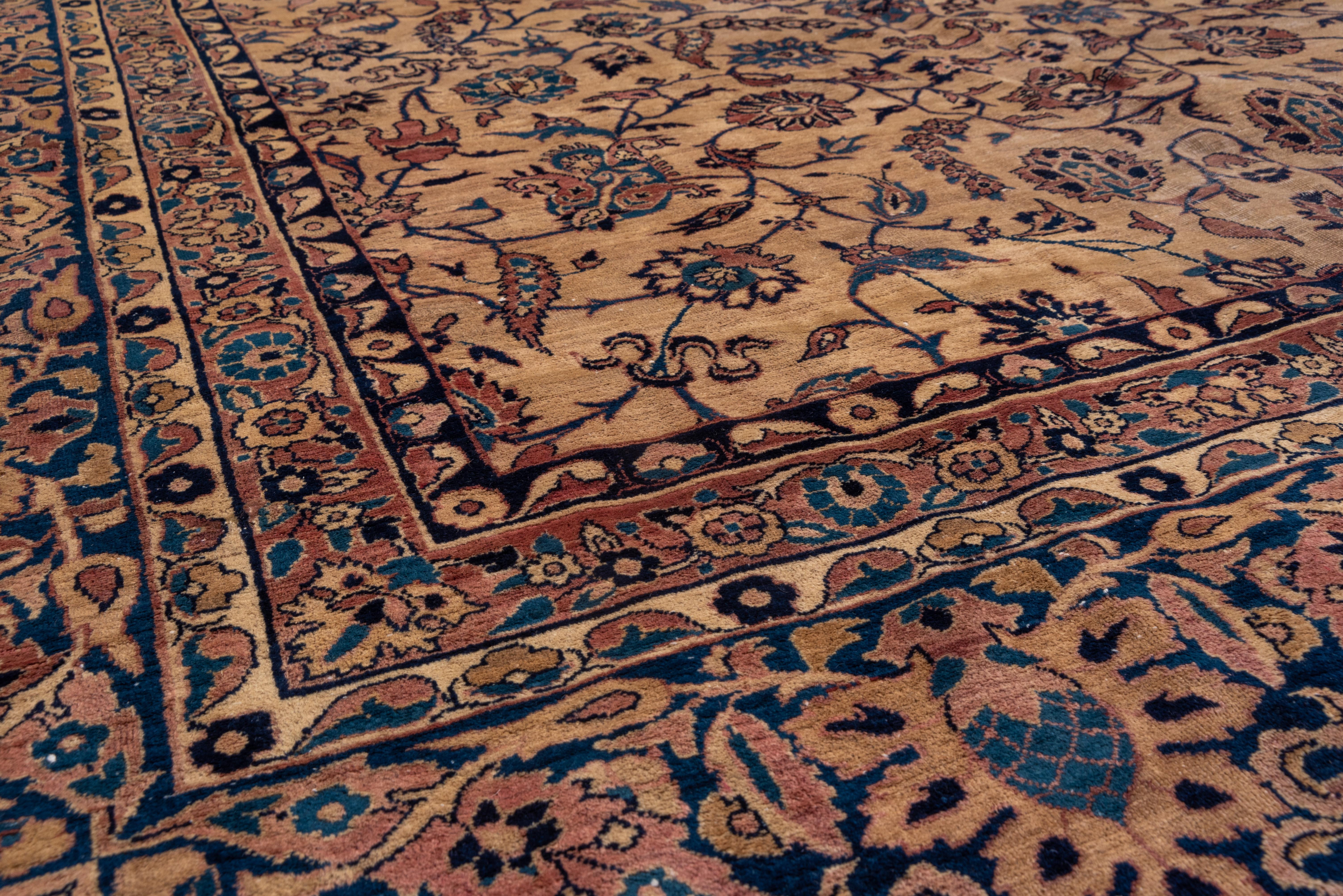 Persian Fine Antique Sarouk Farahan Mansion Carpet, All-Over Field, Light Brown Field For Sale