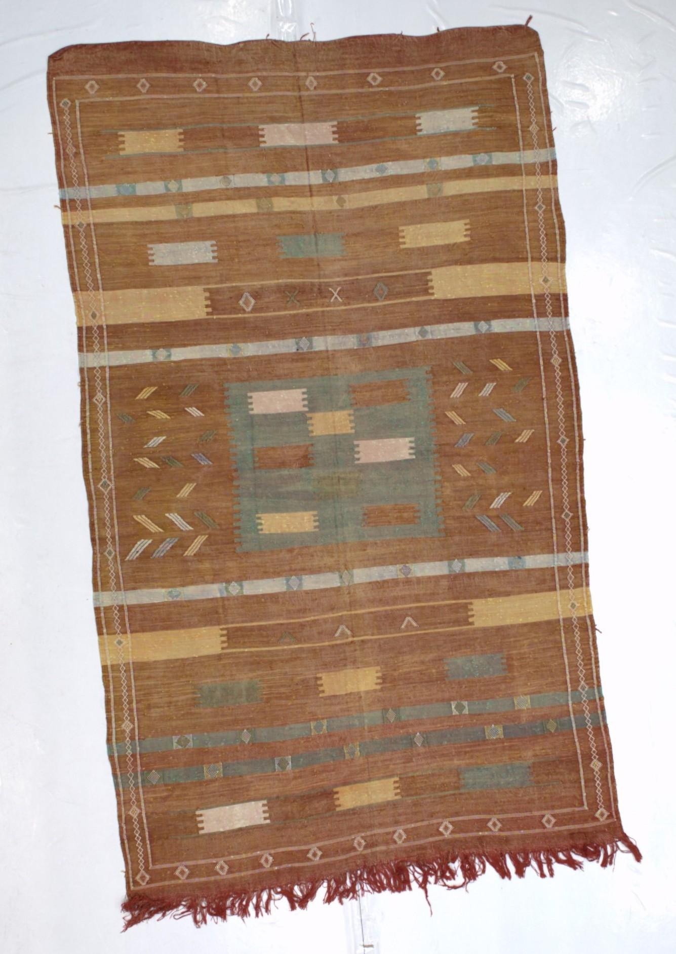 Scandinavo Fine Antique Scandinavian Silk Kilim Rug 4'4