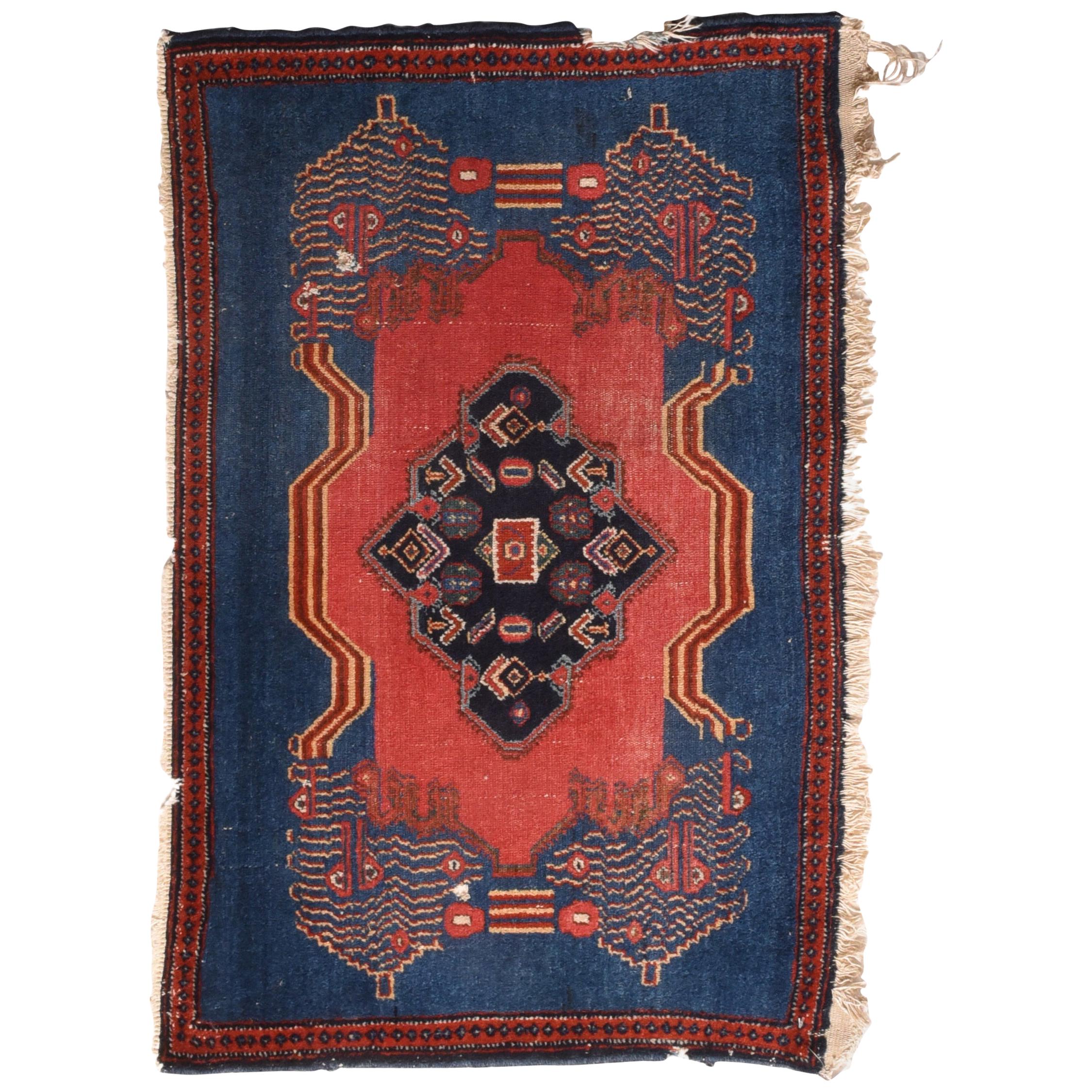 Fine Antique Senneh Persian Kurd Rug, Hand Knotted, circa 1910
