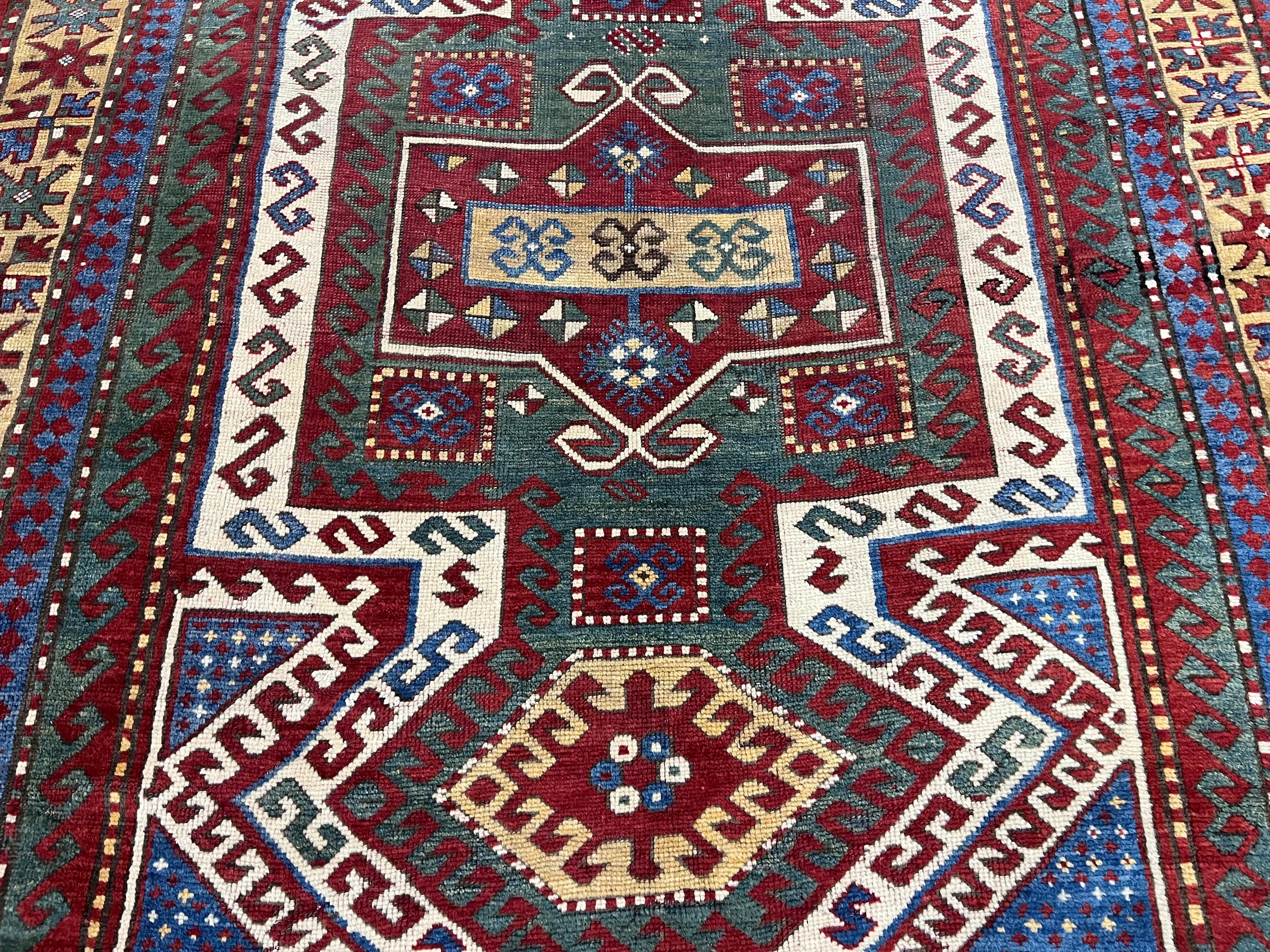 19th Century Fine Antique Sevan Kazak Rug 5’5” x 7’9” For Sale