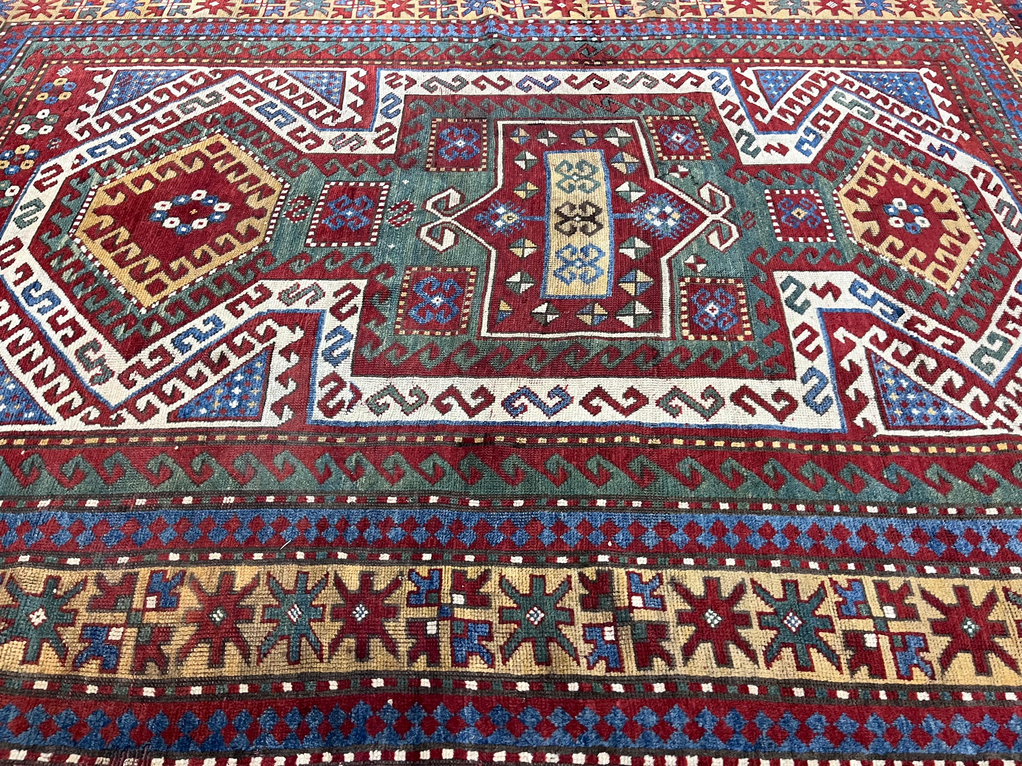 Wool Fine Antique Sevan Kazak Rug 5’5” x 7’9” For Sale