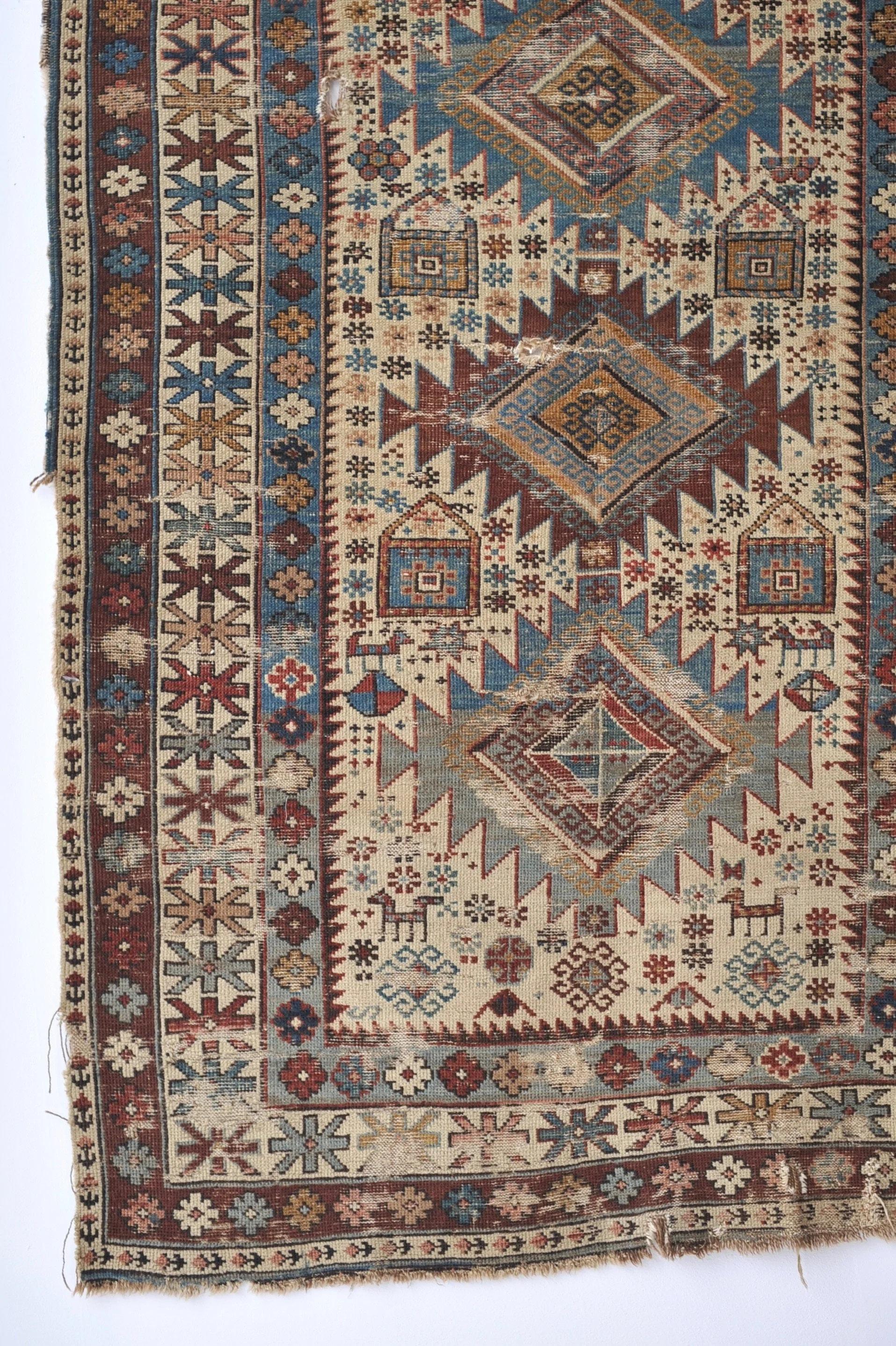 Antiker kaukasischer Shirvan-Teppich, um 1890 (Stammeskunst) im Angebot