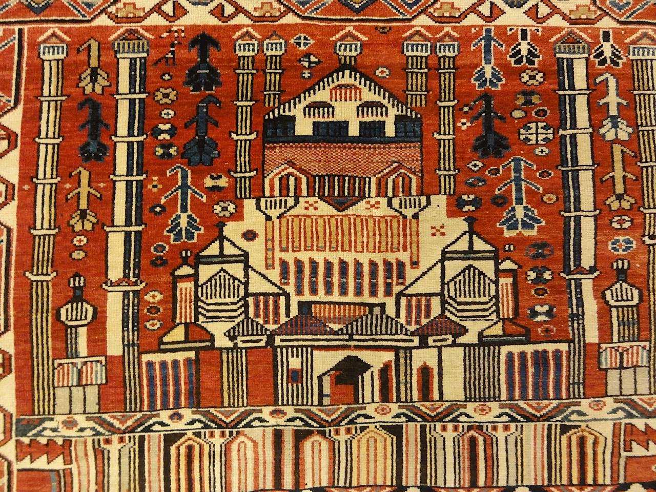 Tribal Tapis de méditation Shirvan ancien avec motif Aya Sofia, Circa 1880 en vente