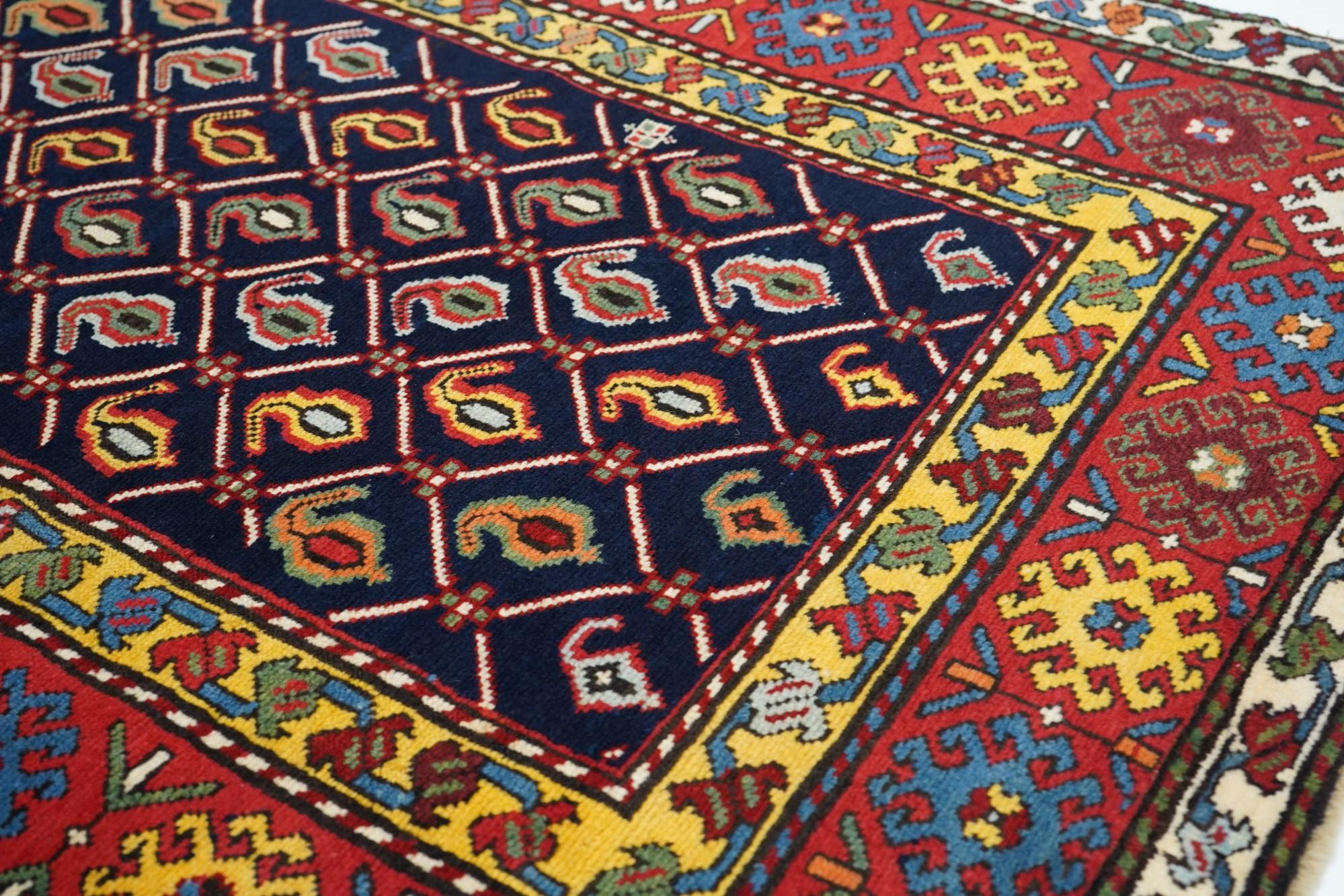 Early 19th Century Fine Antique Shirvan Rug 3'5'' x 8'9'' For Sale