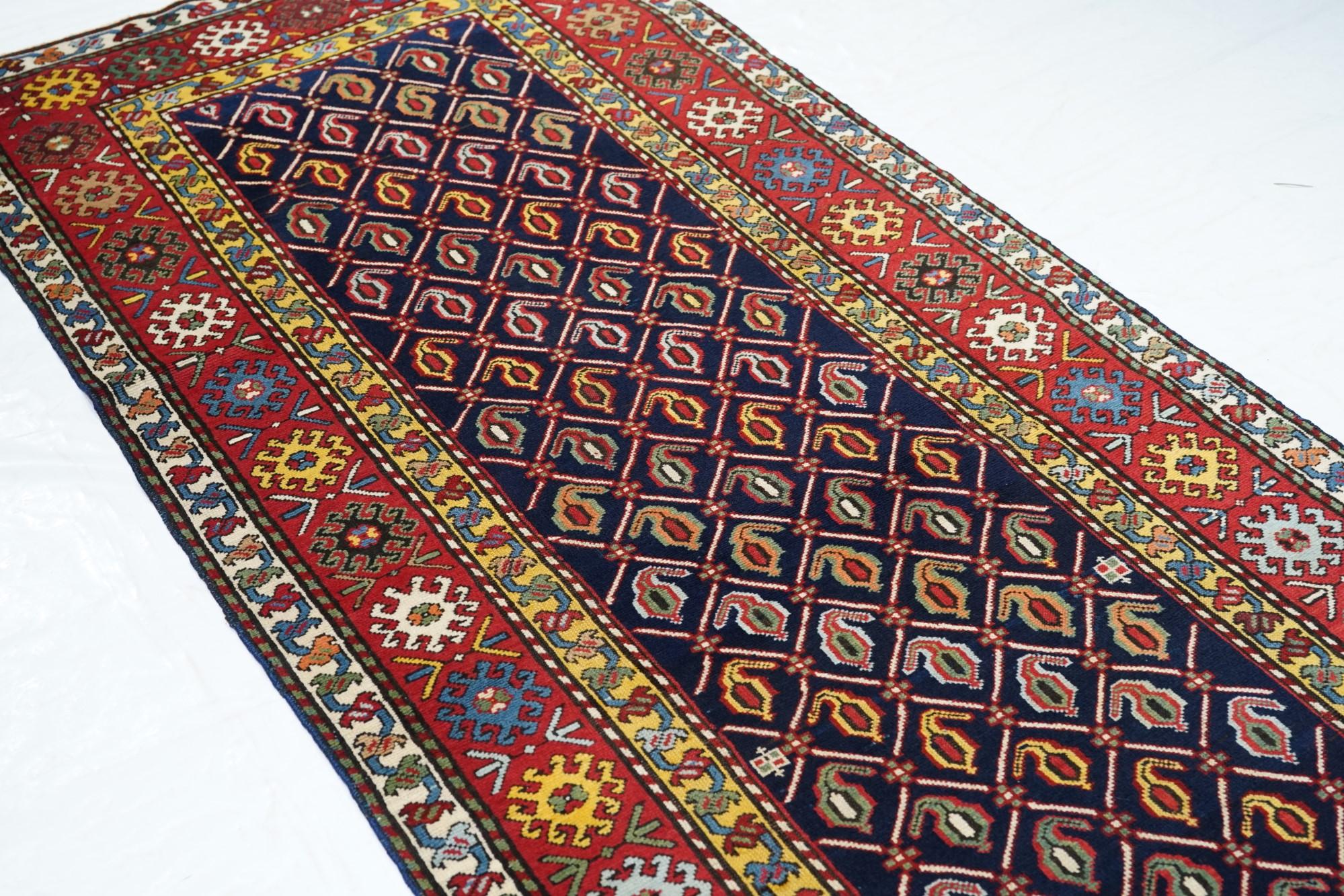 Wool Fine Antique Shirvan Rug 3'5'' x 8'9'' For Sale