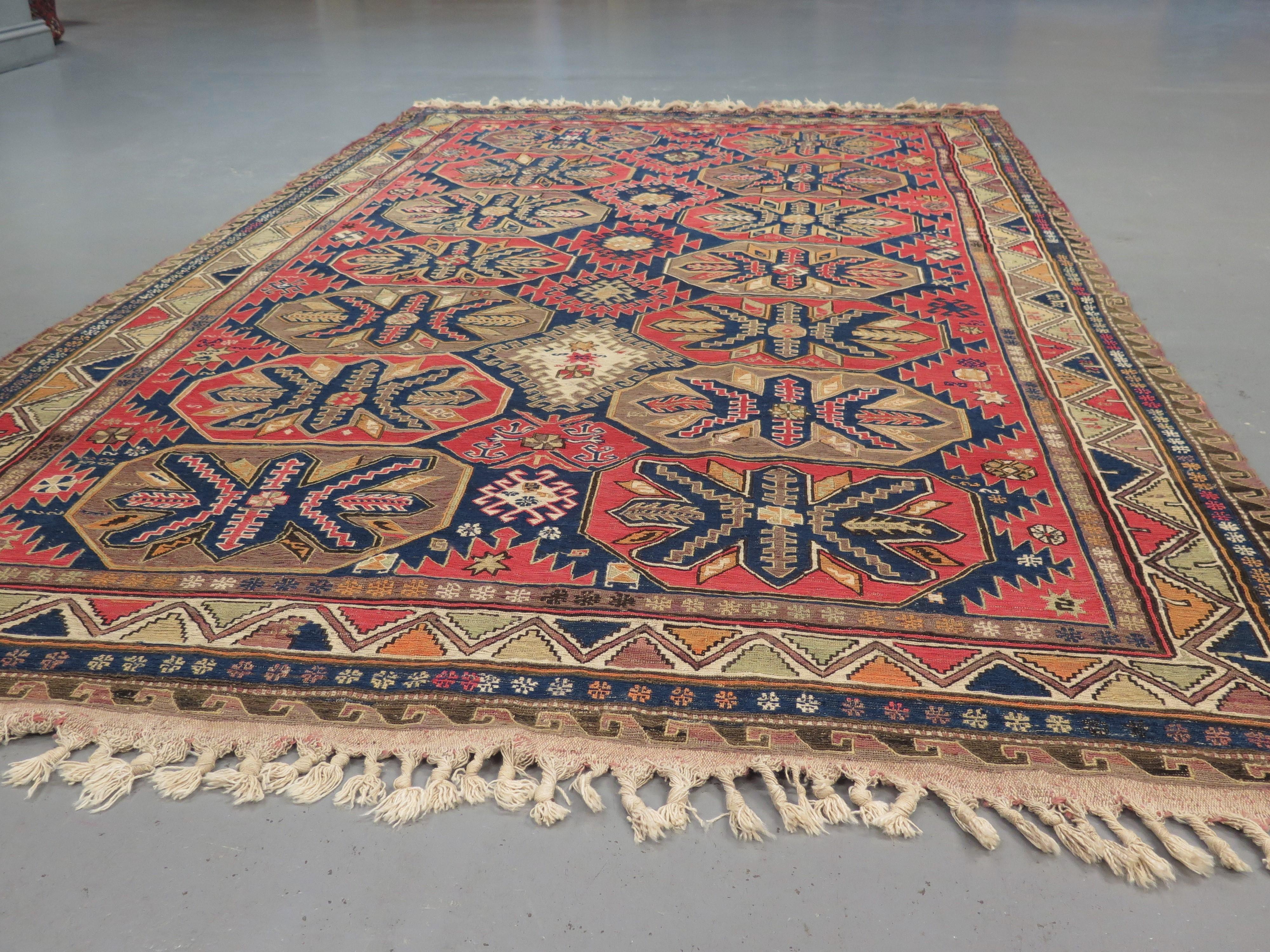 Vegetable Dyed Fine Antique Shirvan-Soumac Flatweave Carpet For Sale