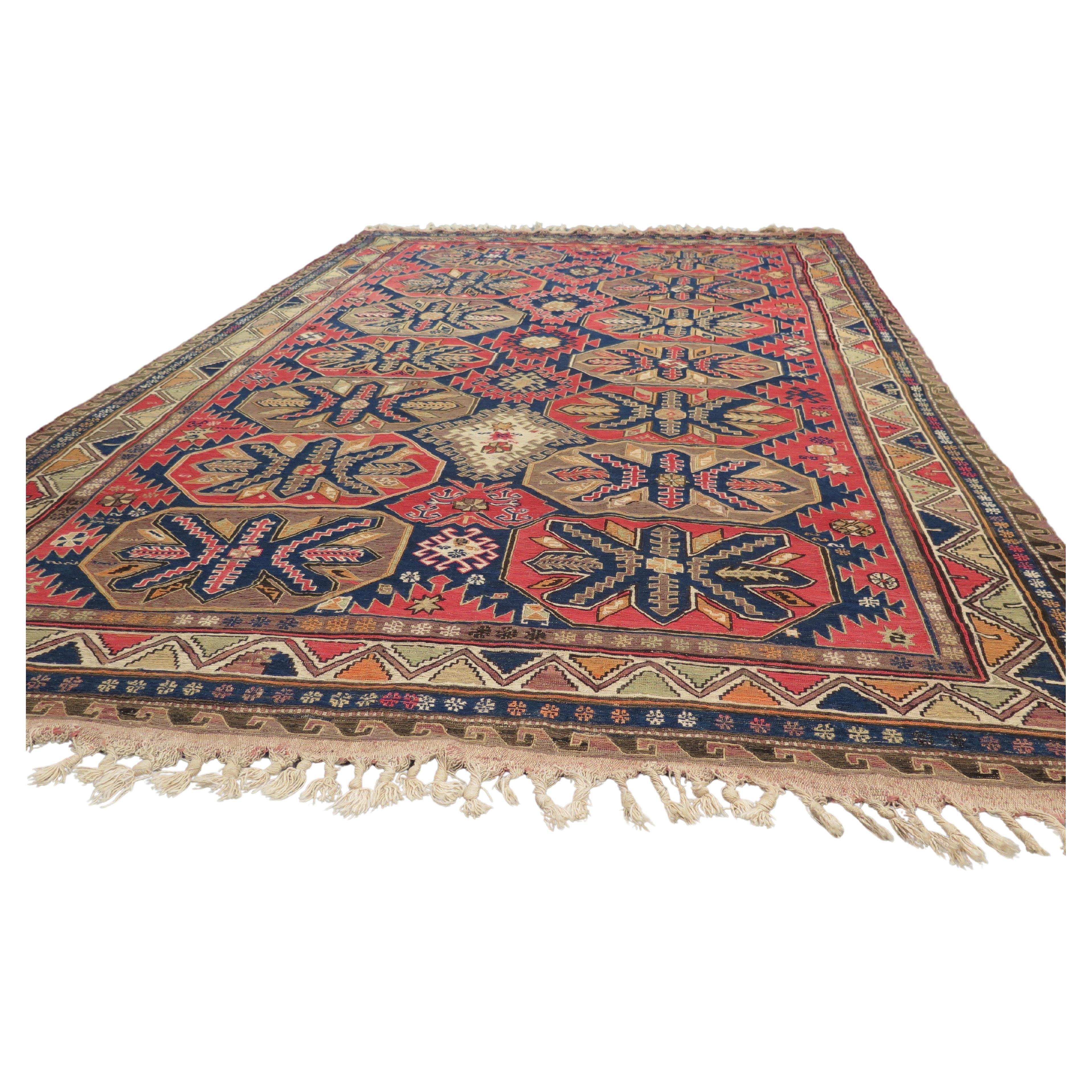 Tapis ancien à tissage plat de Shirvan-Soumac en vente