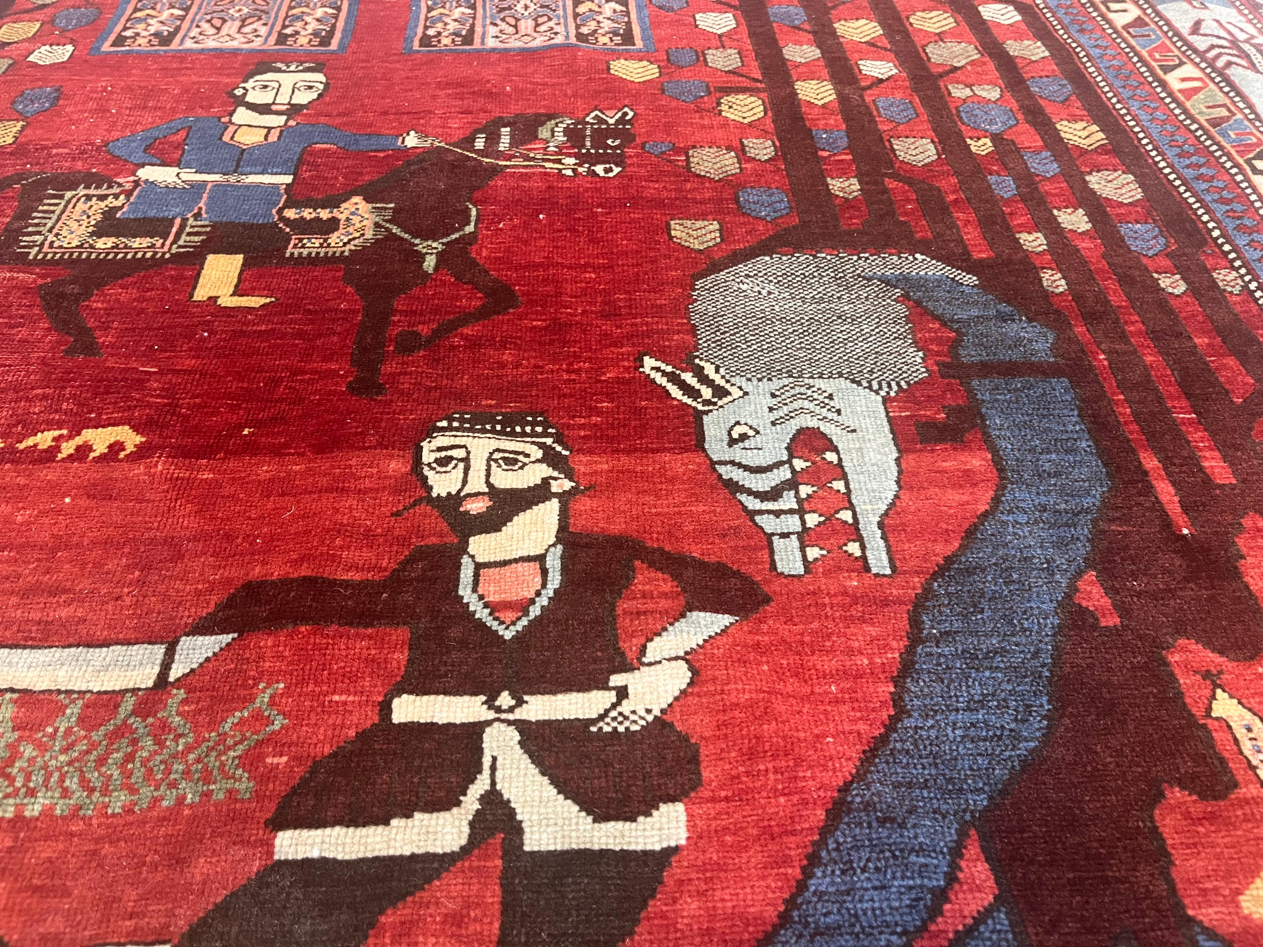 19th Century Fine Antique Shirvan unusual pictorial design Rug 4'11