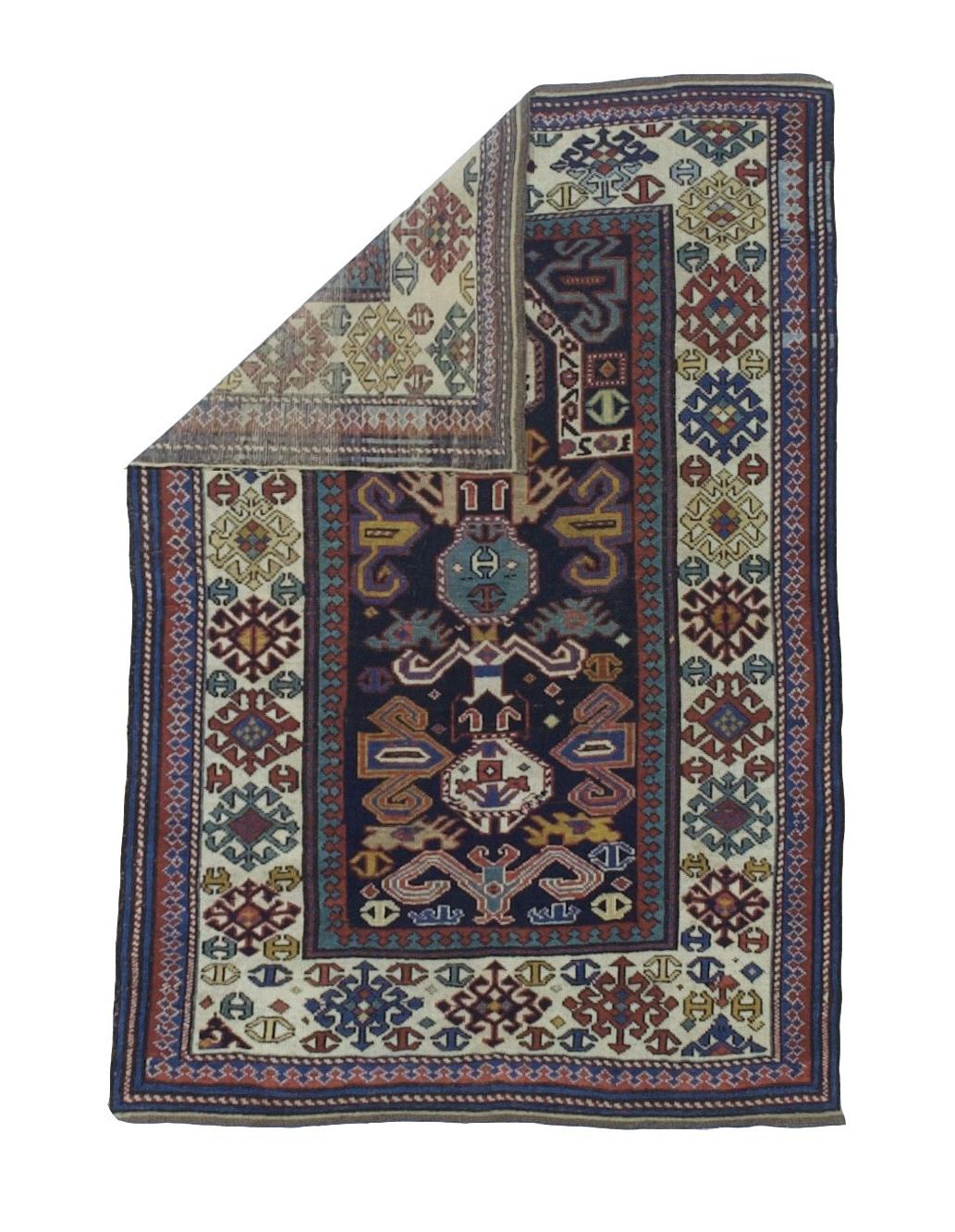 Feiner antiker Schirwan-Wollteppich 3'3