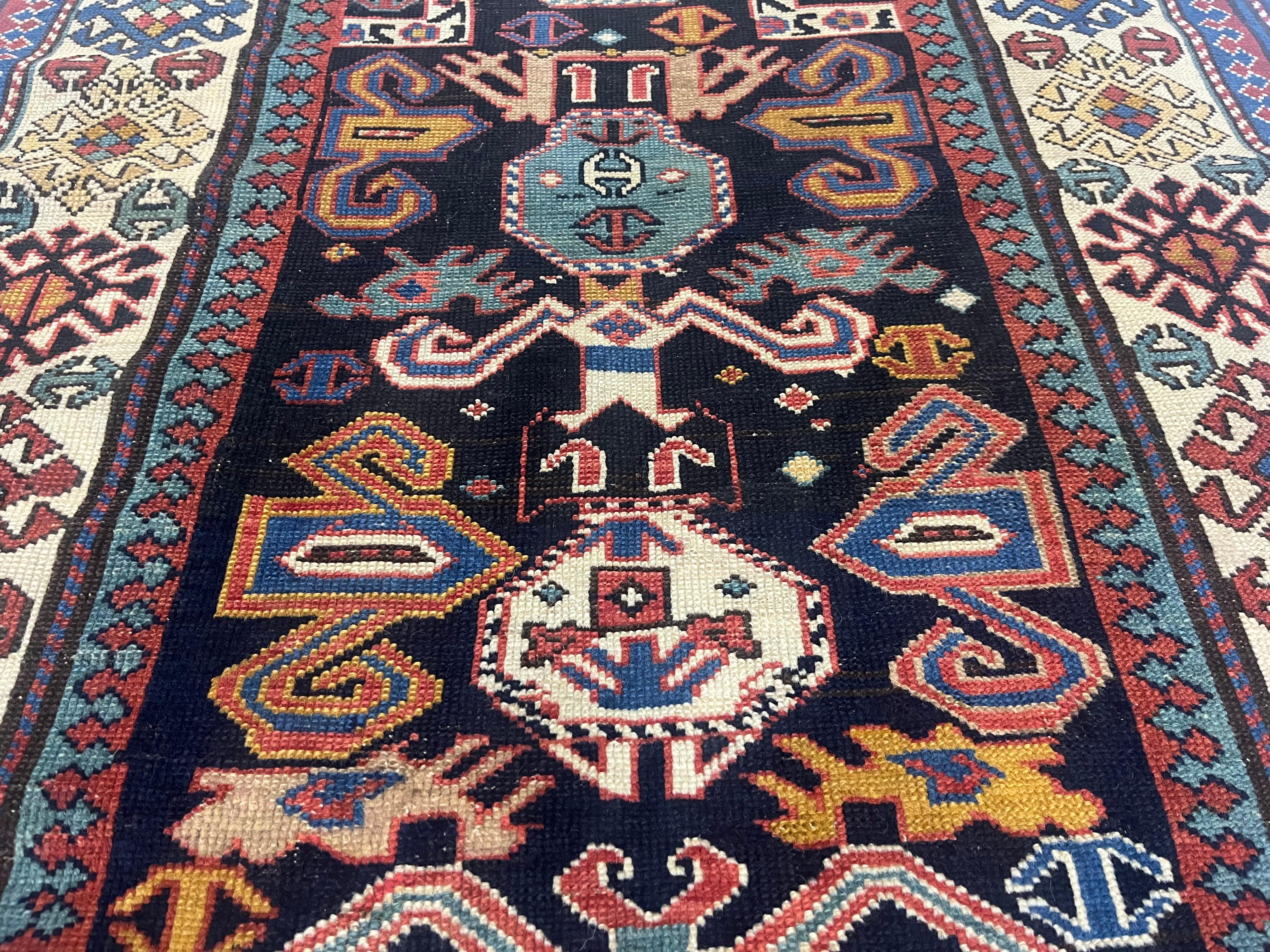Feiner antiker Shirvan-Wollteppich 3'3