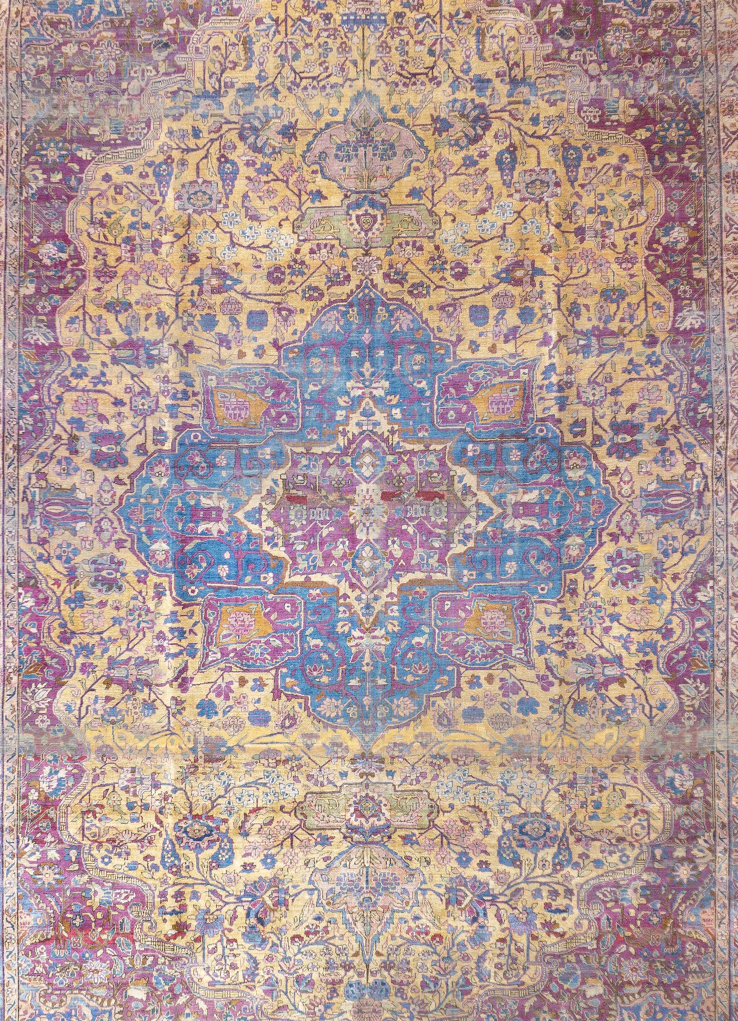 Persian Fine Antique Silk Kashan Rug 7'4'' x 10'4'' For Sale