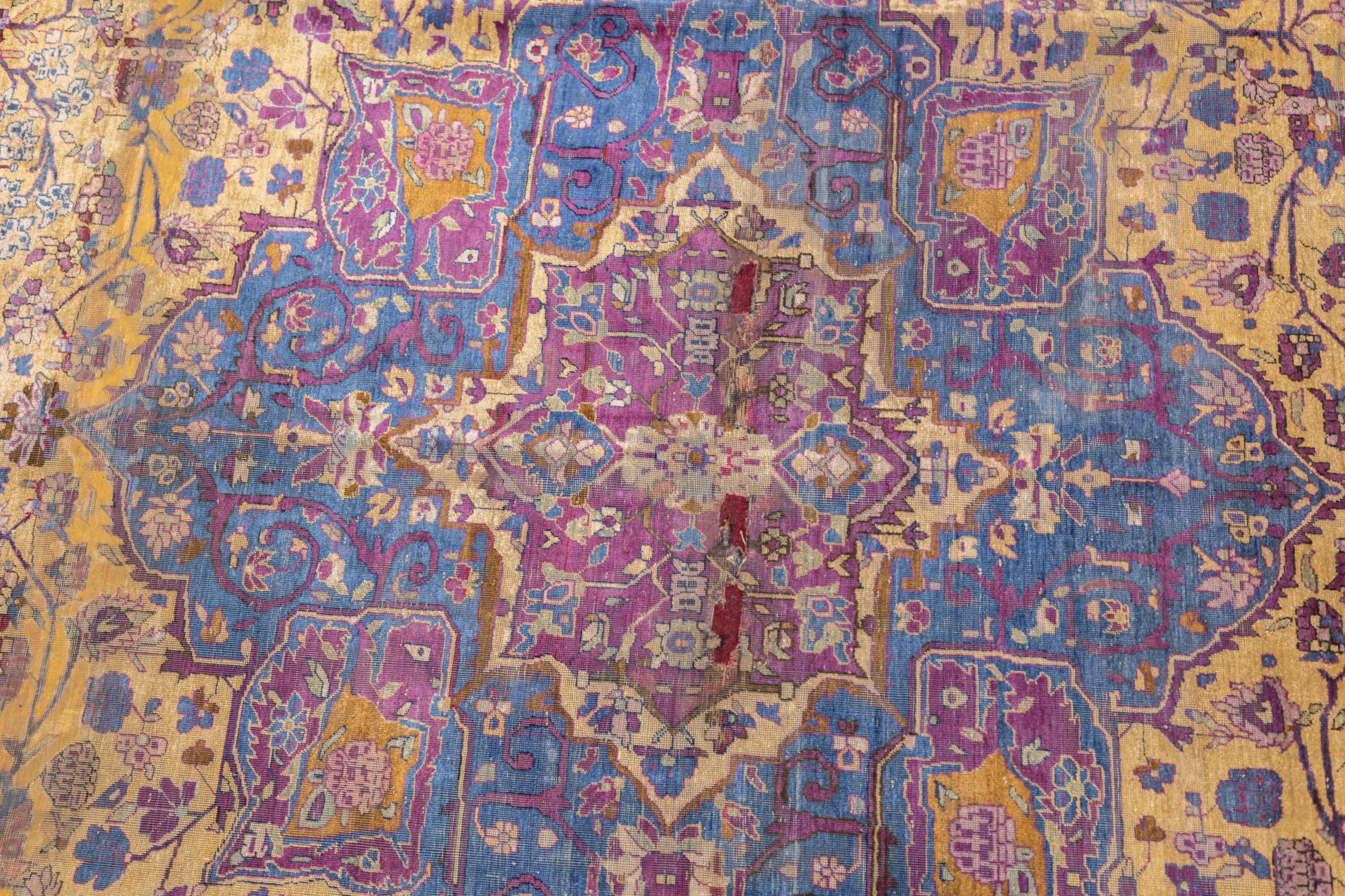 Fine Antique Silk Kashan Rug 7'4'' x 10'4'' For Sale 1