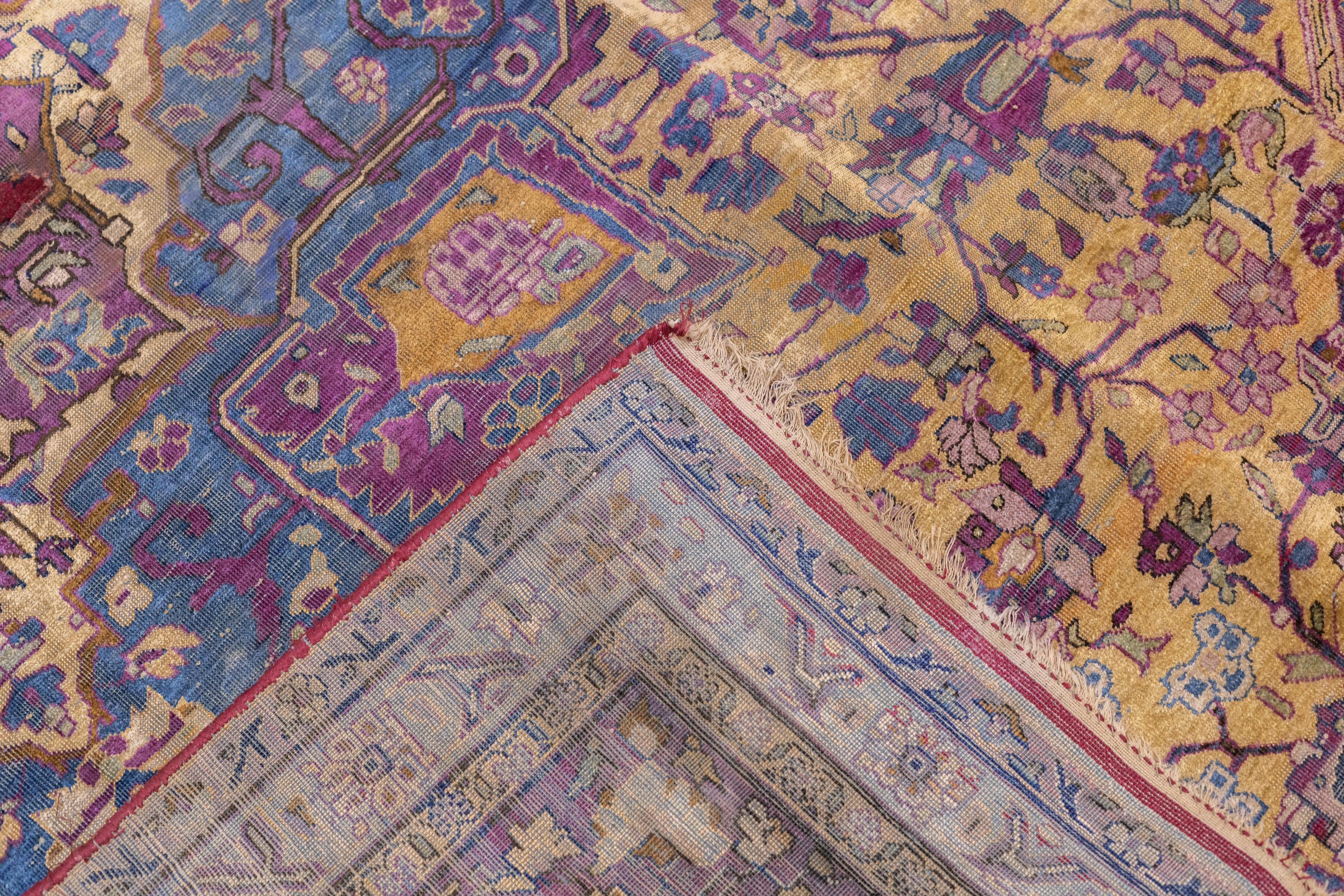 Fine Antique Silk Kashan Rug 7'4'' x 10'4'' For Sale 2