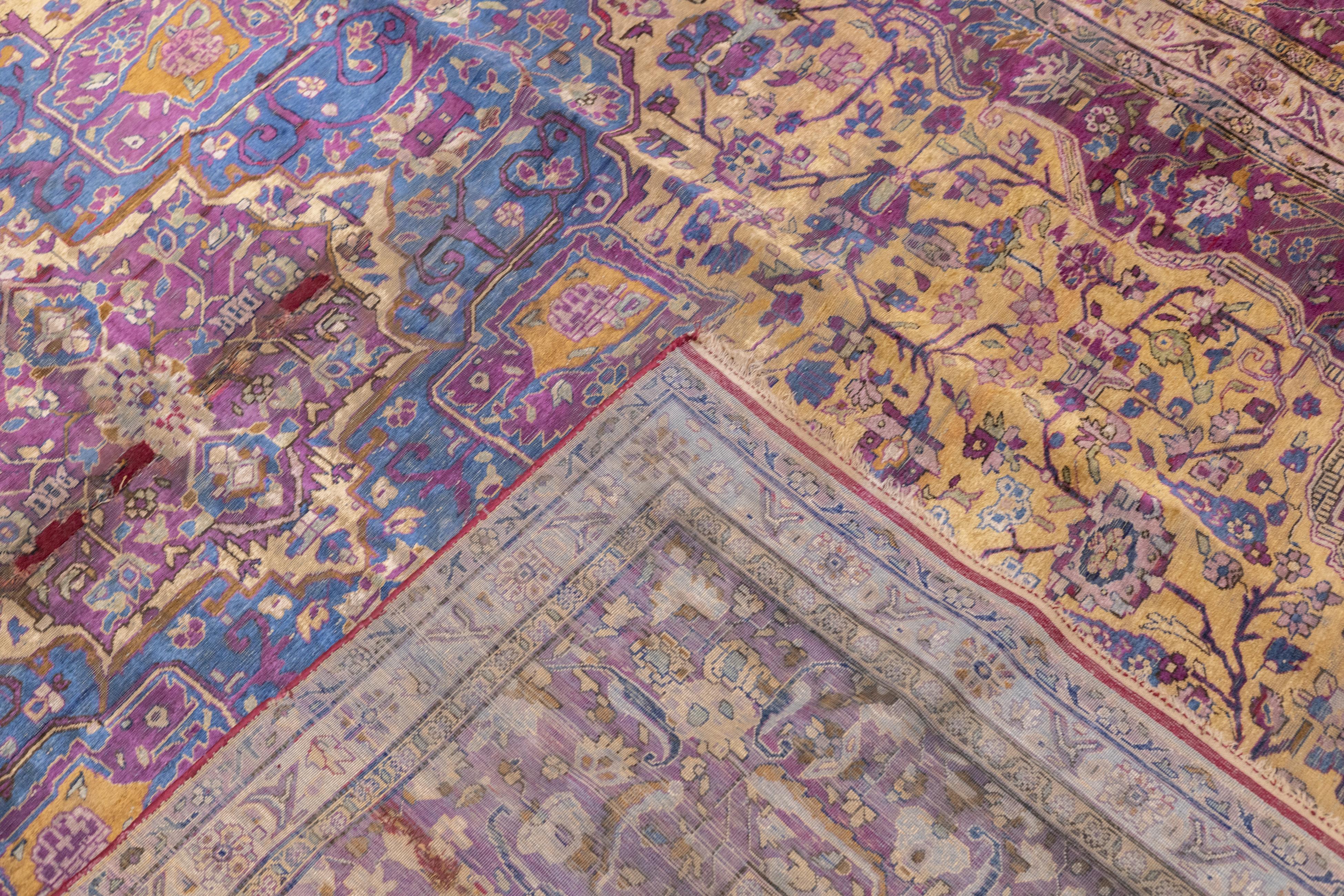 Fine Antique Silk Kashan Rug 7'4'' x 10'4'' For Sale 3