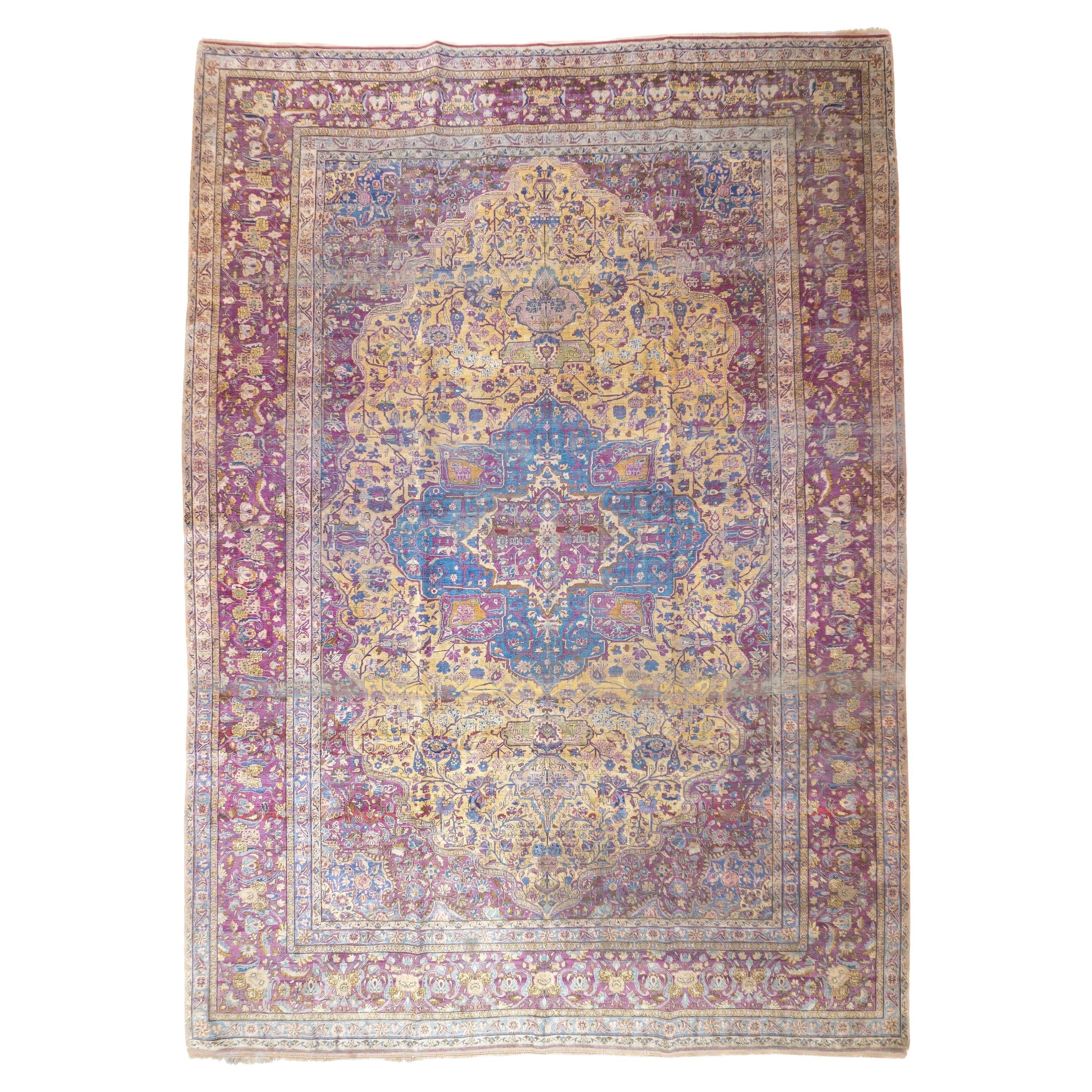 Fine Antique Silk Kashan Rug 7'4'' x 10'4'' For Sale
