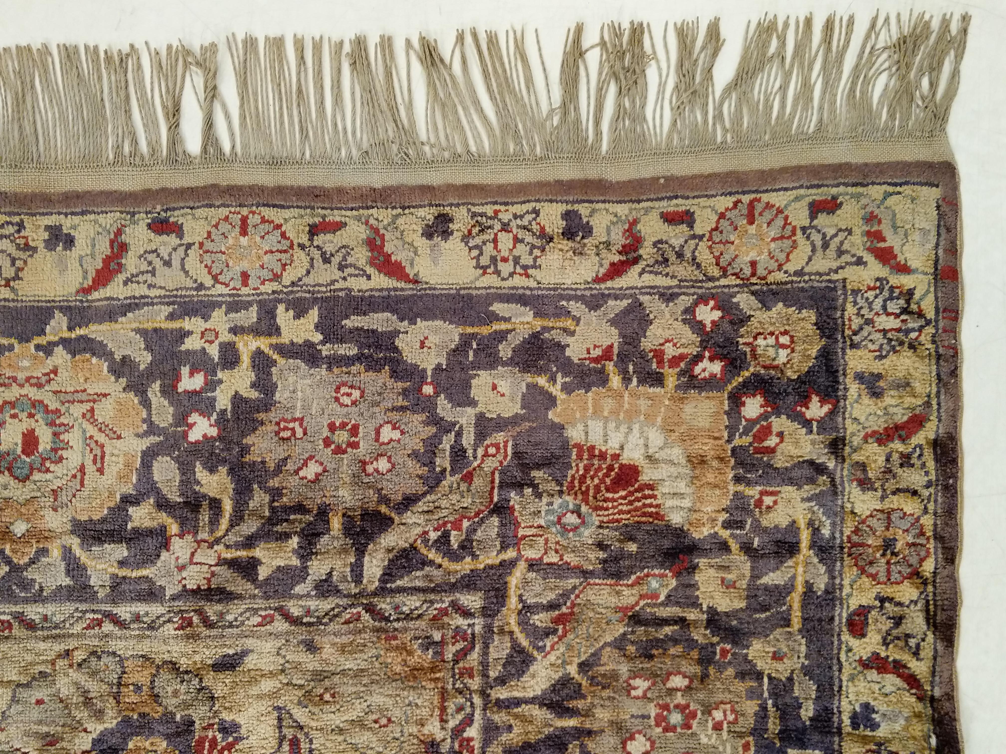 Fine Antique Silk Kayseri Rug For Sale 3