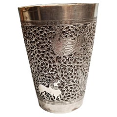 Fine Antique Silver Beaker Kandyan, Sri Lanka (Ceylon), 19th Century