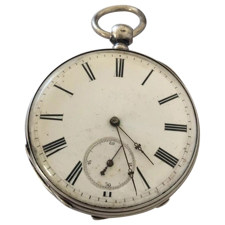 Fine Antique Silver KeyWind Pocket Watch For Sale at 1stDibs