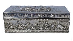 Fine Antique Silver Large Hunting Scene Box, Hanau C.1890 Georg Roth