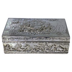 Fine Antique Silver Large Hunting Scene Box, Hanau C.1890 Georg Roth