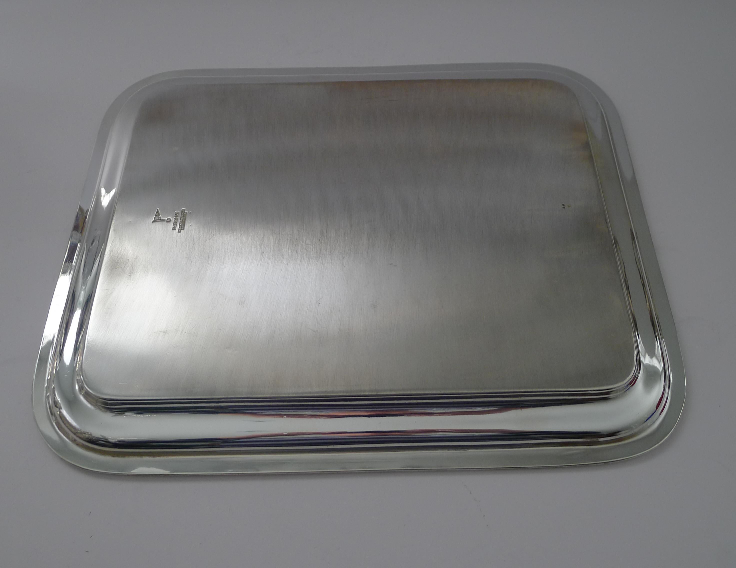 Early 20th Century Fine Antique Silver Plated Cocktail Tray by Walker & Hall