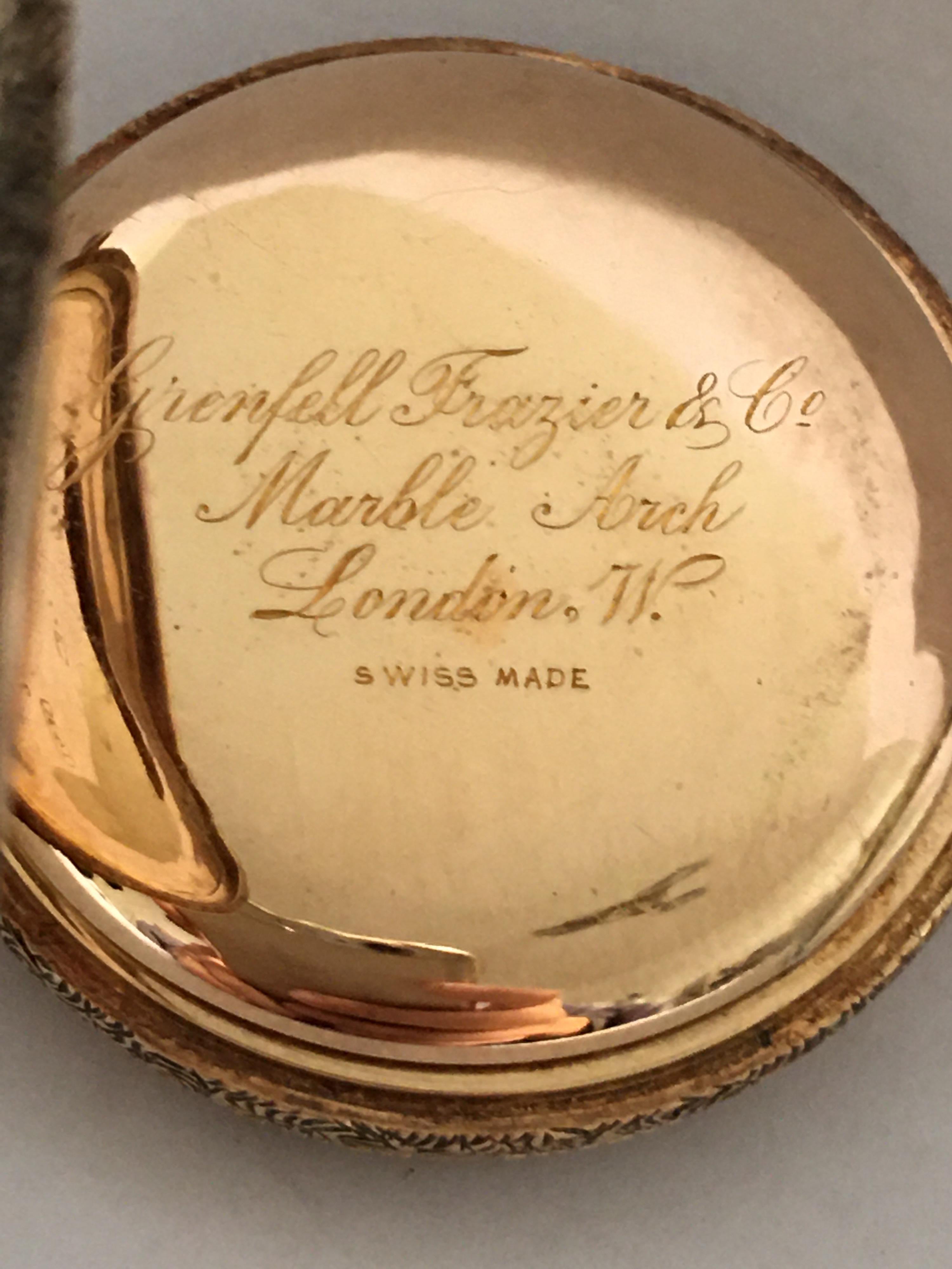 Fine Antique small 14k Gold Half Hunter Full Engraved Case Fob/ Pocket Watch For Sale 1