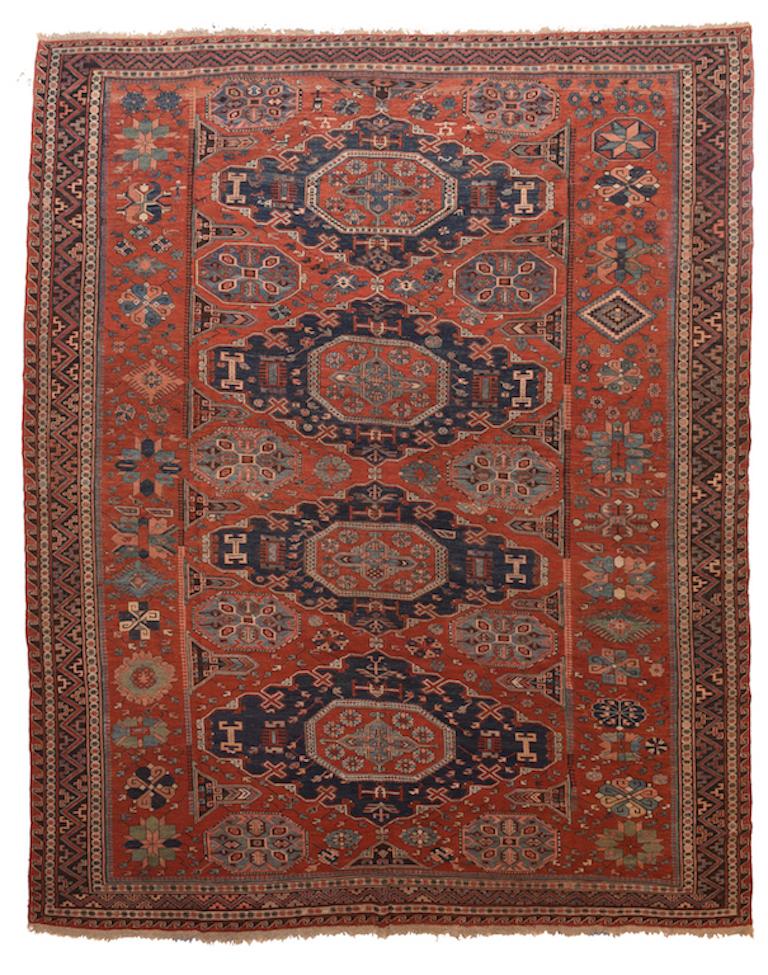 Hand-Knotted Antique Caucasian Sumak Area Rug For Sale