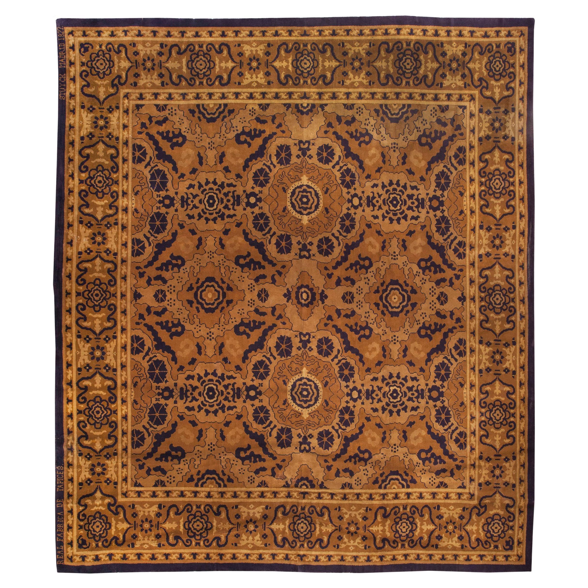 Doris Leslie Blau Vintage Spanish Cuenca Rug in Deep Brown and Royal Purple For Sale