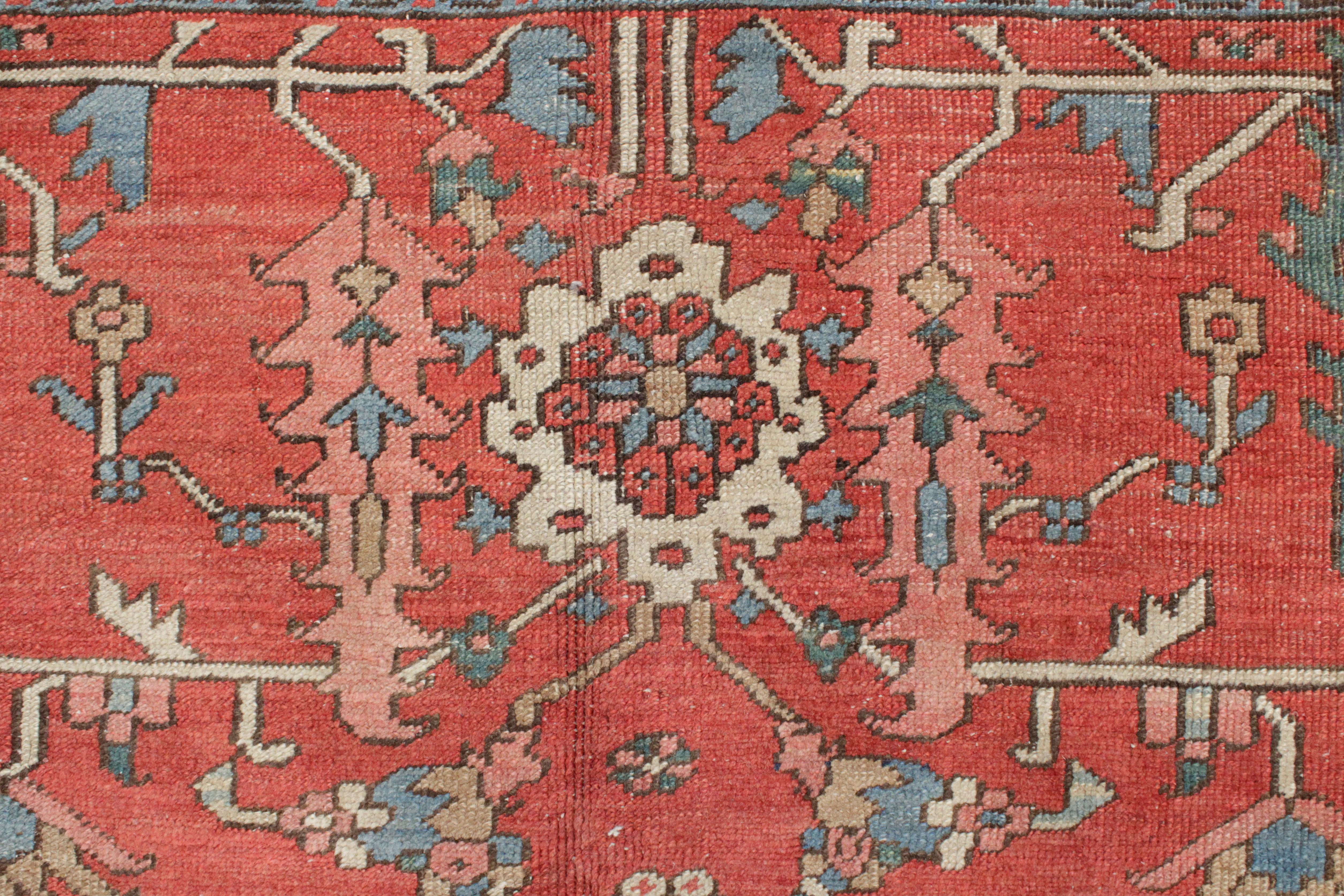 19th Century Fine Antique Square Size Large Scale All-Over Pattern Heriz Serapi Rug For Sale