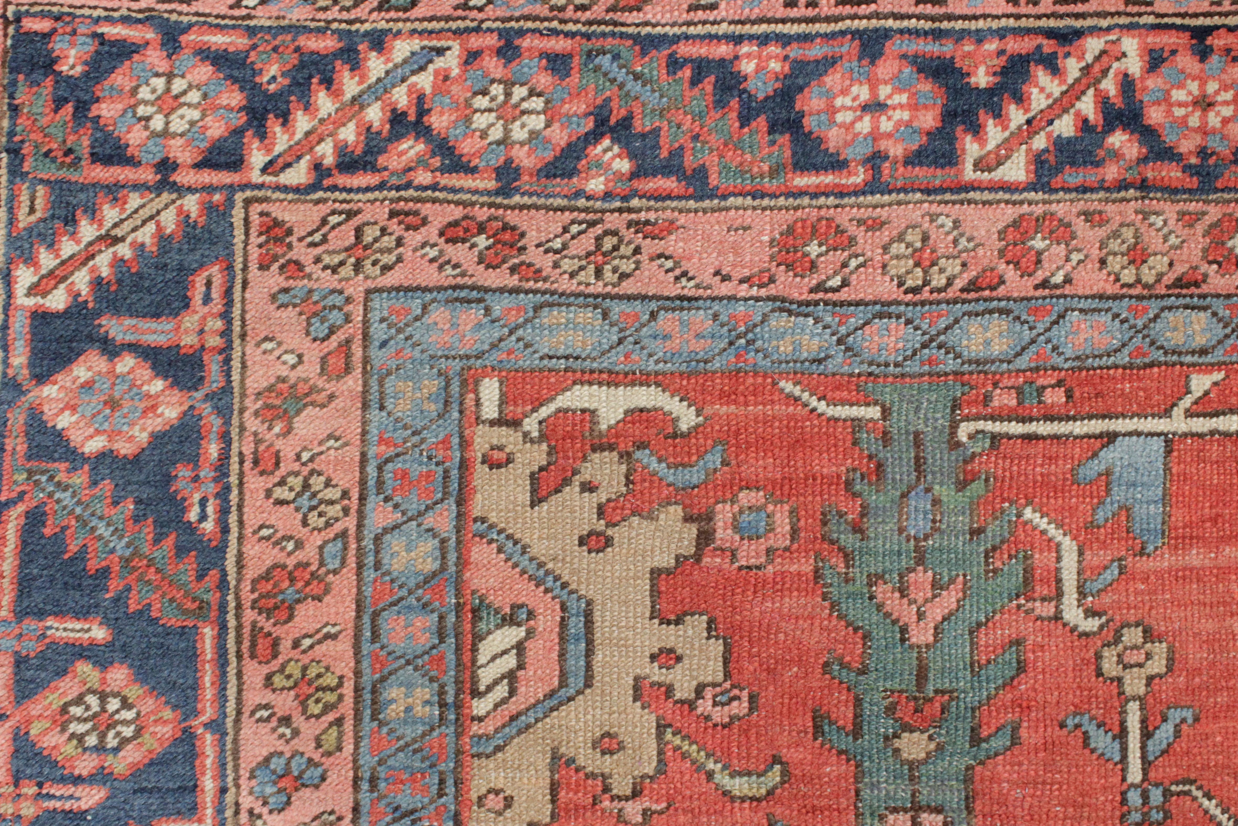 Wool Fine Antique Square Size Large Scale All-Over Pattern Heriz Serapi Rug For Sale