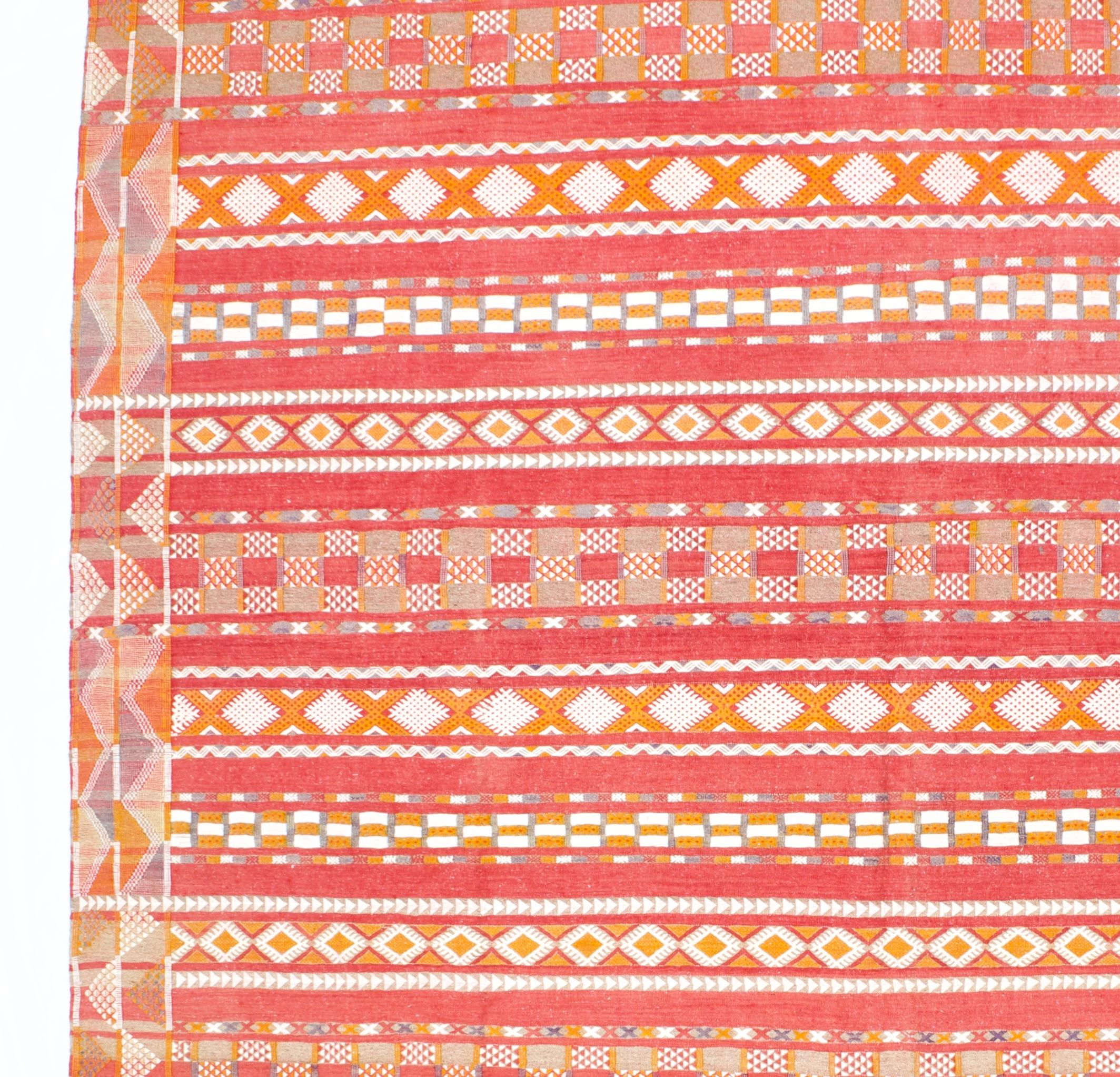 Wool Fine Antique Swedish Kilim Flat Weave 9'7