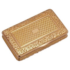 Fine Antique Swiss 18kt Gold Engine-Turned & Chased Rectangular Box