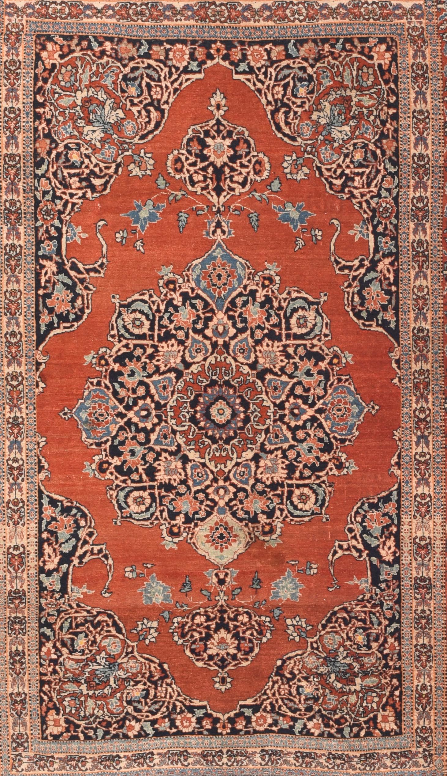 Antique Haji Jalili Tabriz Rug 4'4'' x 6'9''. A Tabriz rug/carpet is a type in the general category of Persian carpets.[from the city of Tabriz, the capital city of East Azarbaijan Province in north west of Iran totally populated by Azerbaijanis. It