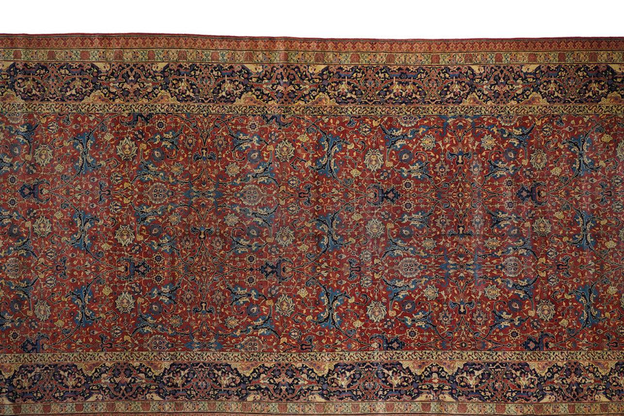 Asian Fine Antique Tabriz Rug 7'8'' x 17'4'' For Sale
