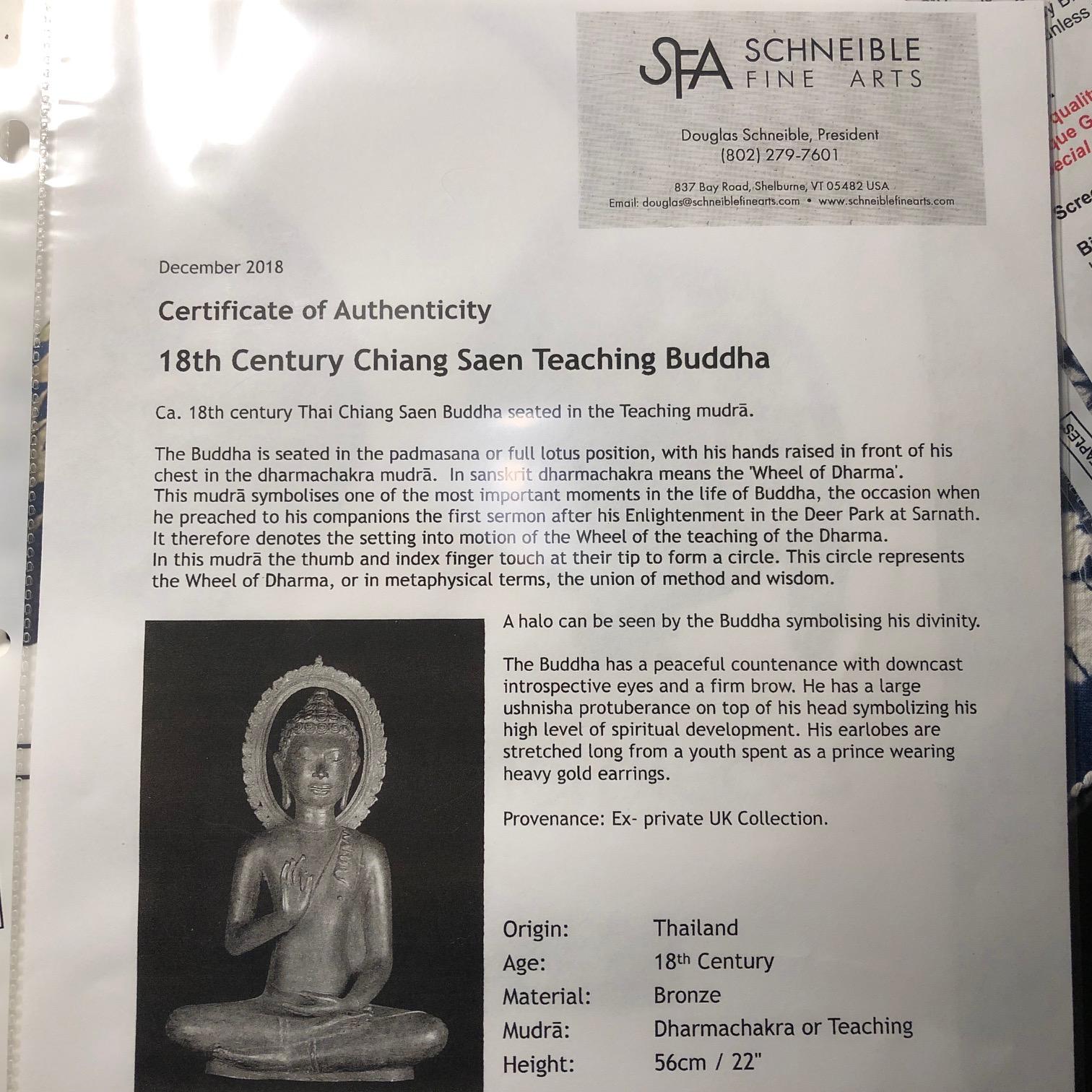 Fine Antique Teaching Buddha with Divine Halo Hand Cast Bronze, 19th Century 13