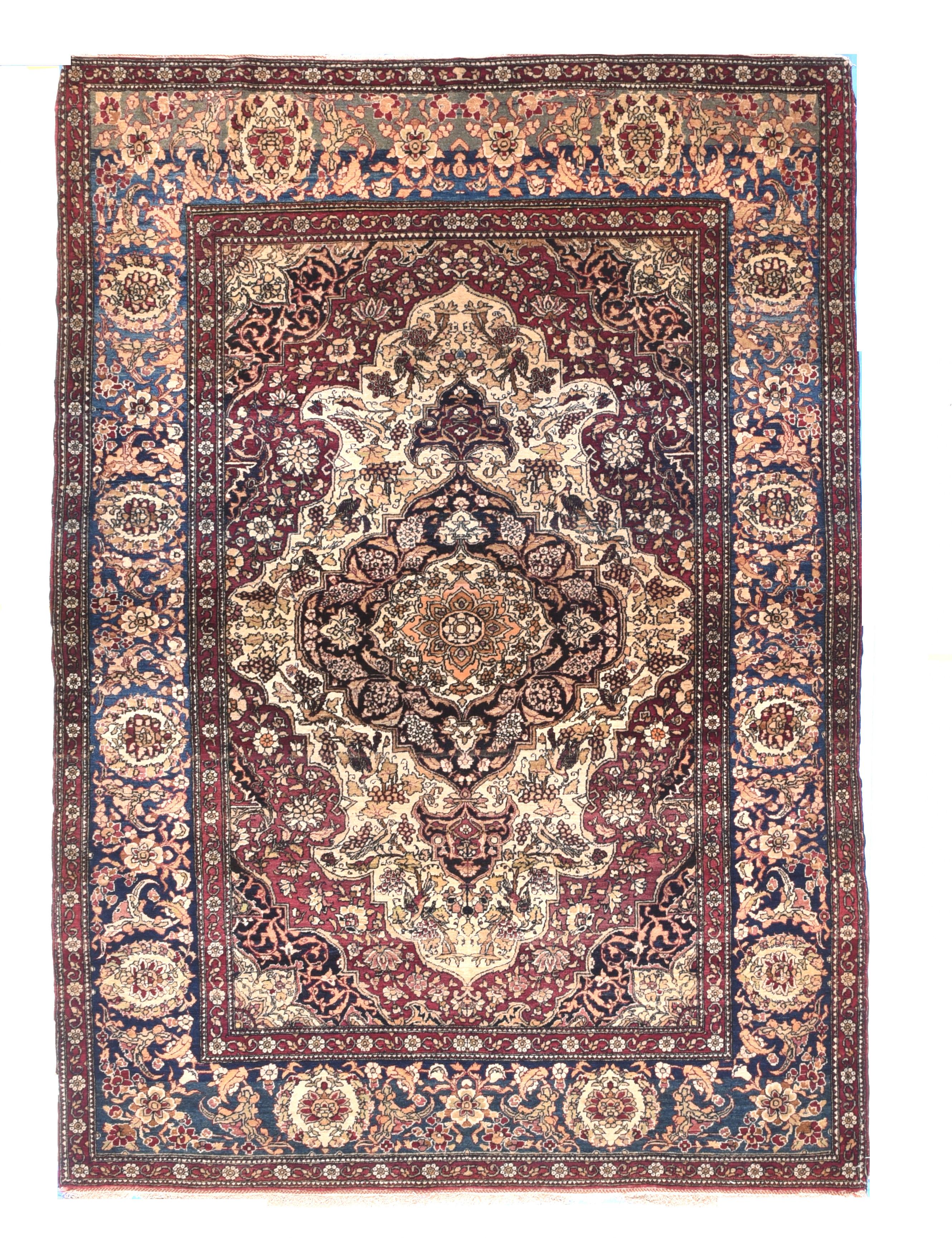Antique Persian Tehran Area Rug In Good Condition For Sale In New York, NY